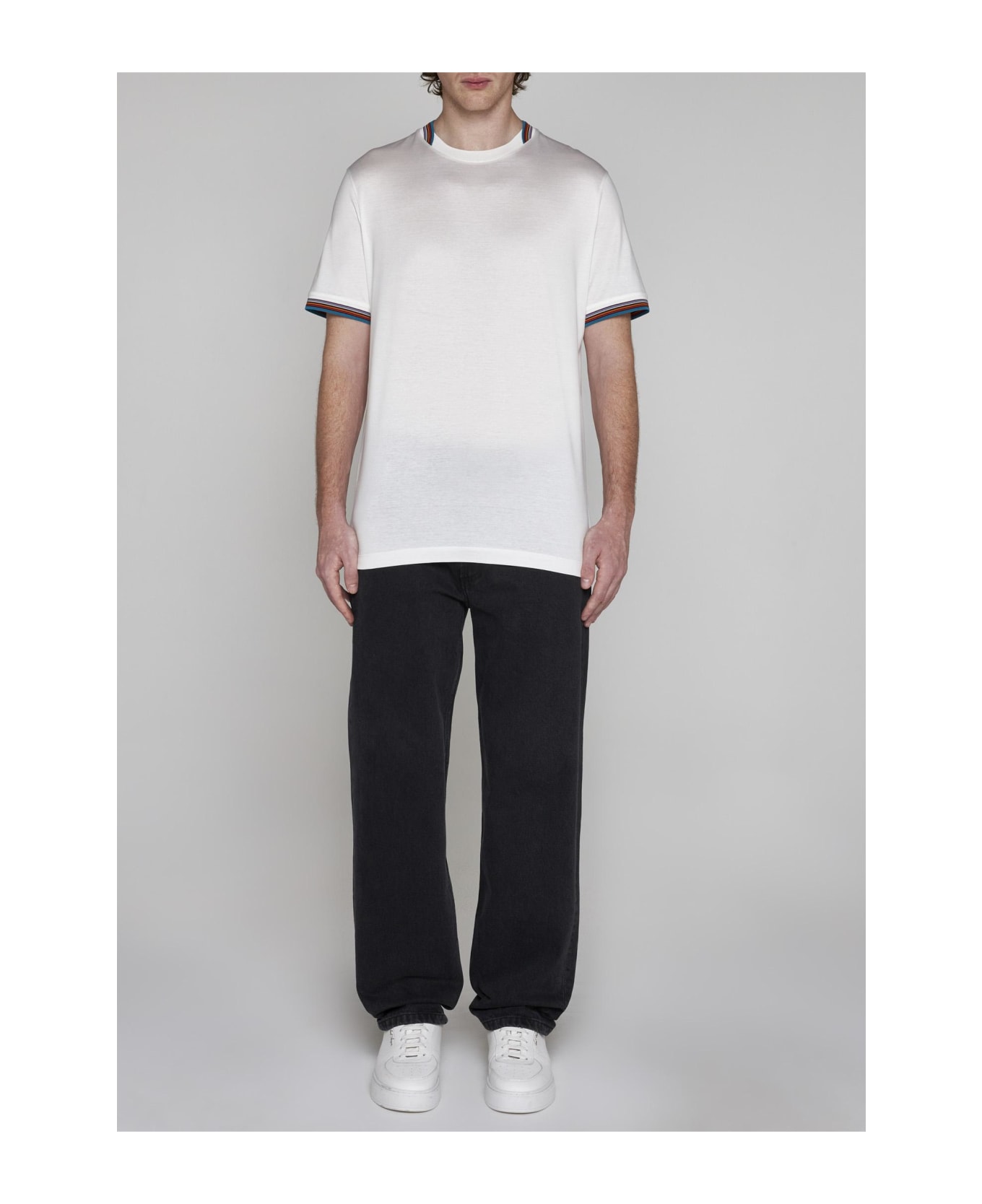 Paul Smith Stripe Detail Cotton T-shirt - WHITE