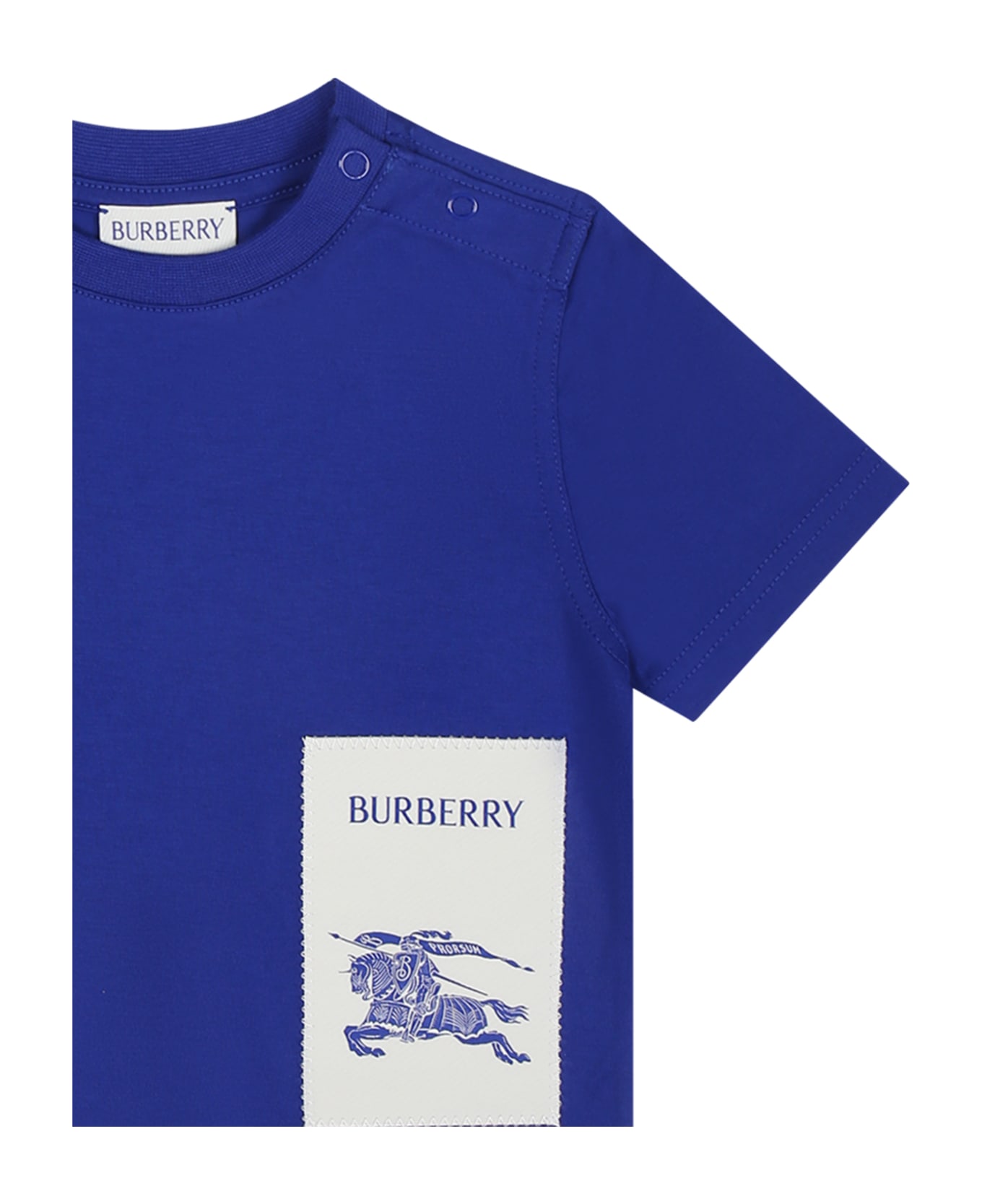 Burberry Blue T-shirt For Baby Boy With Logo - Blue
