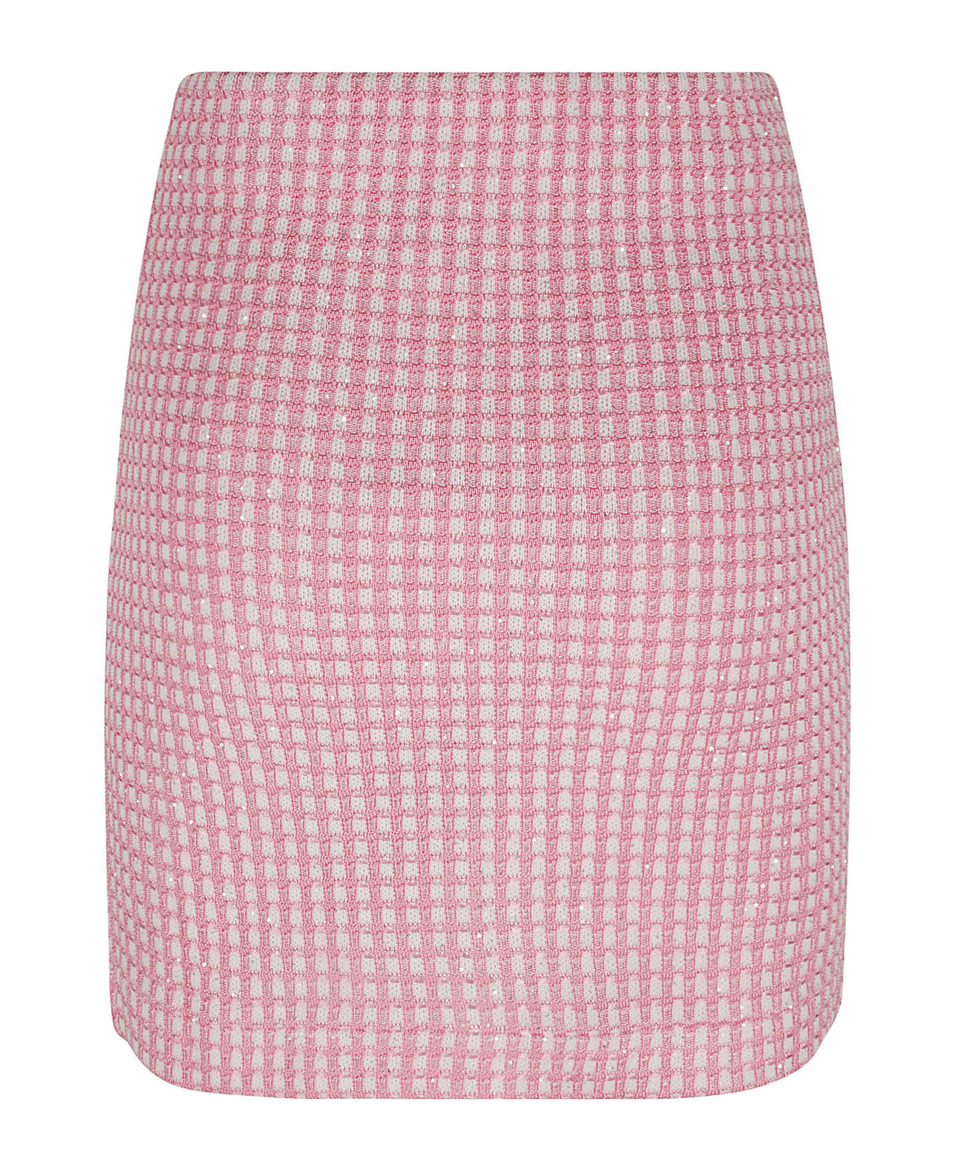 self-portrait Lurex Knitted Mini Skirt - Pink