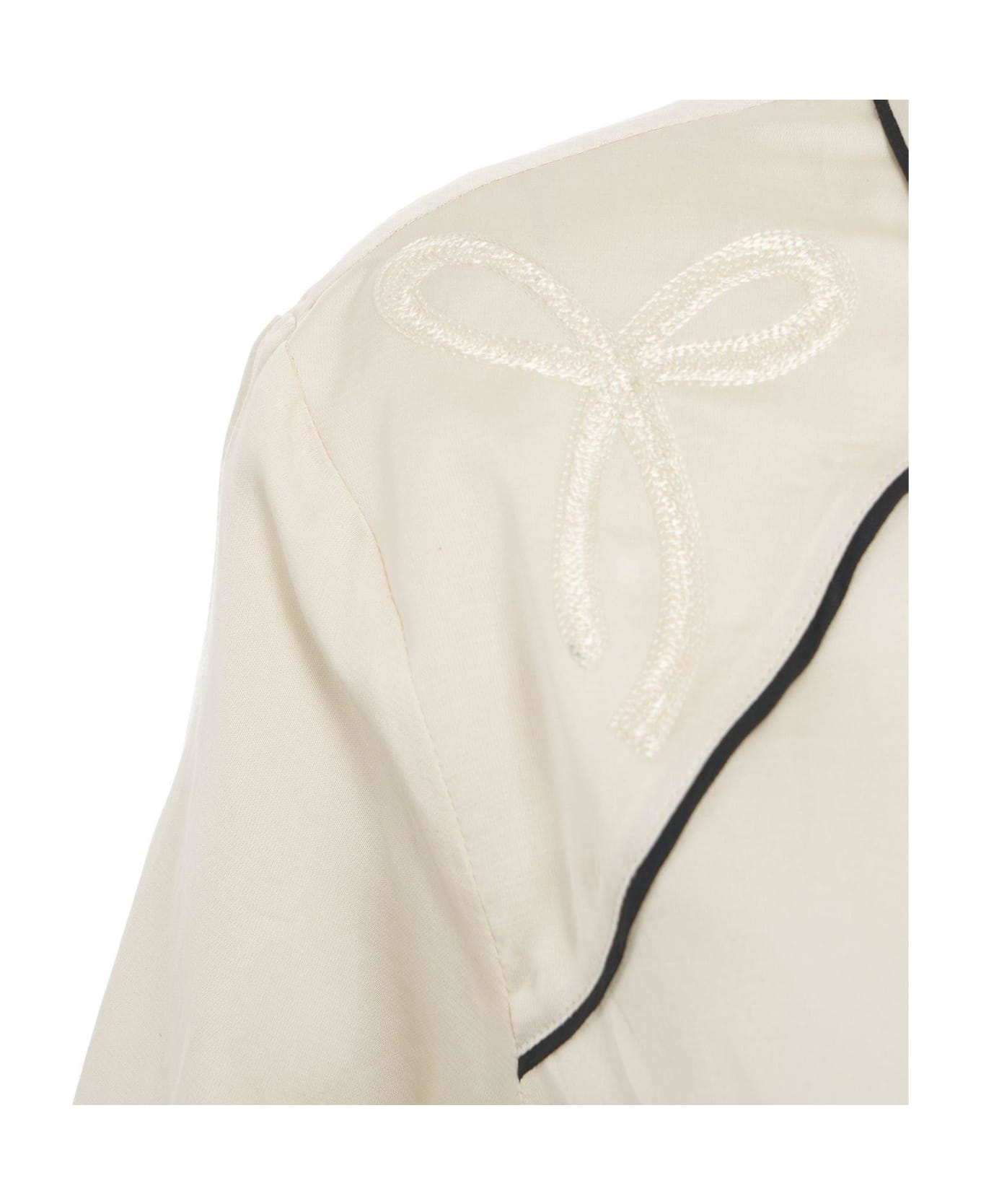 Pinko Bow Pattern Short-sleeved Shirt - Bianco