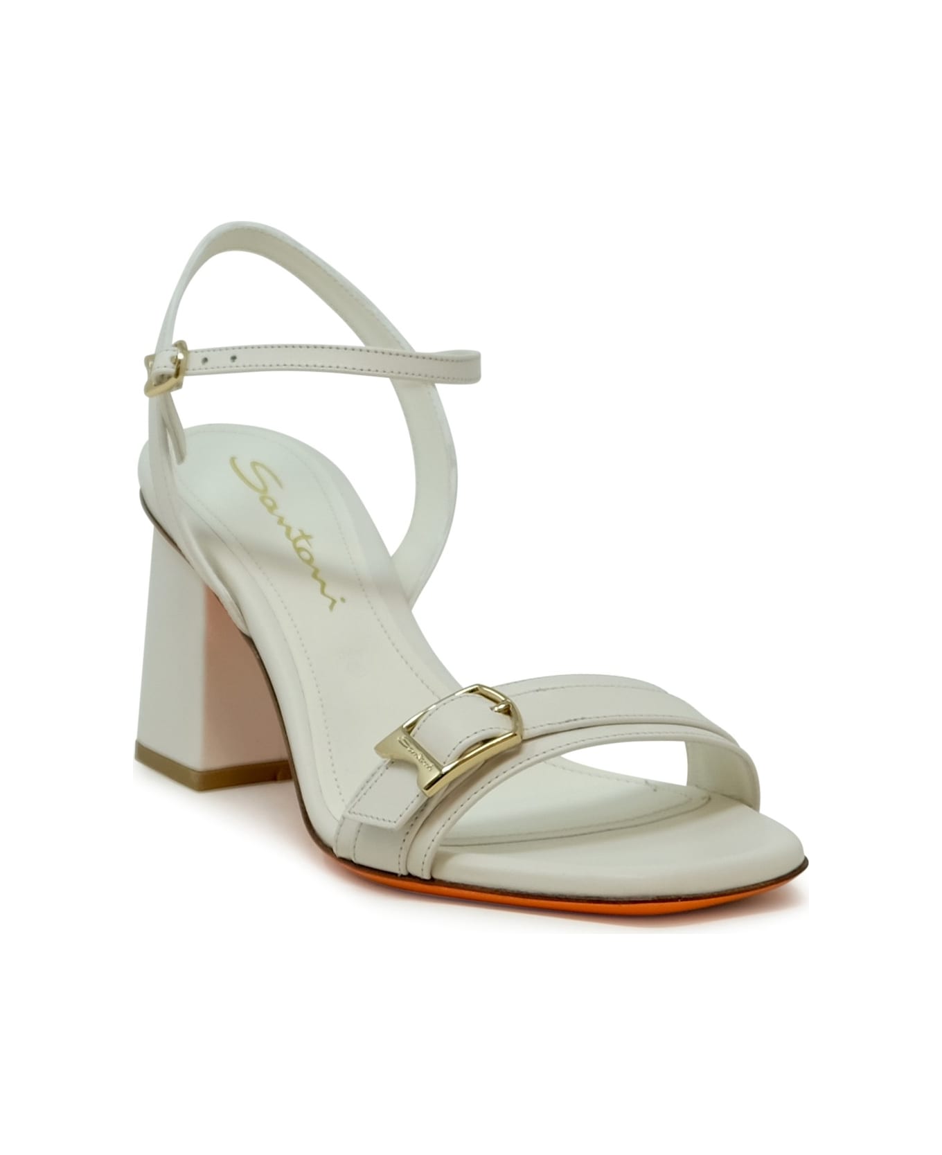 Santoni White Leather Sandal - WHITE