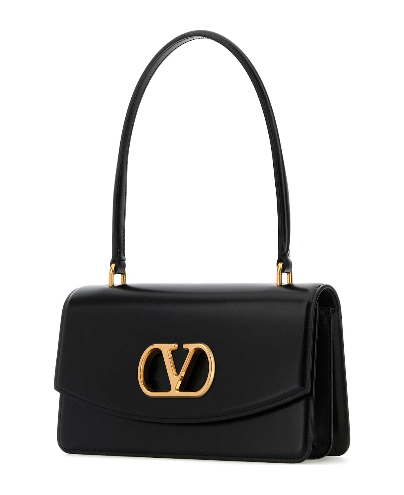 Valentino Garavani Black Leather Vain Shoulder Bag - NERO