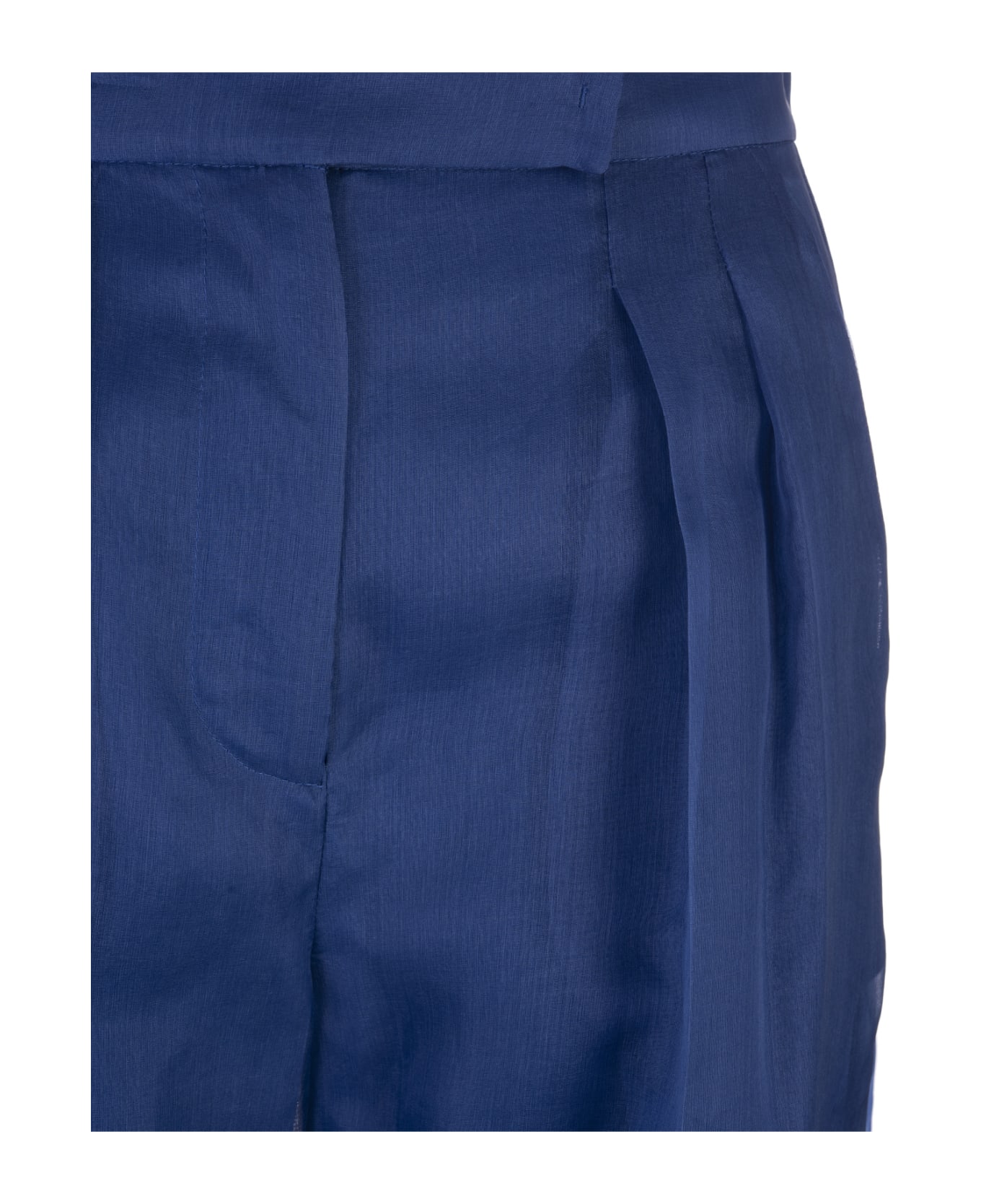 Max Mara Pianoforte Wide Leg Organza Trousers In Silk - Blu