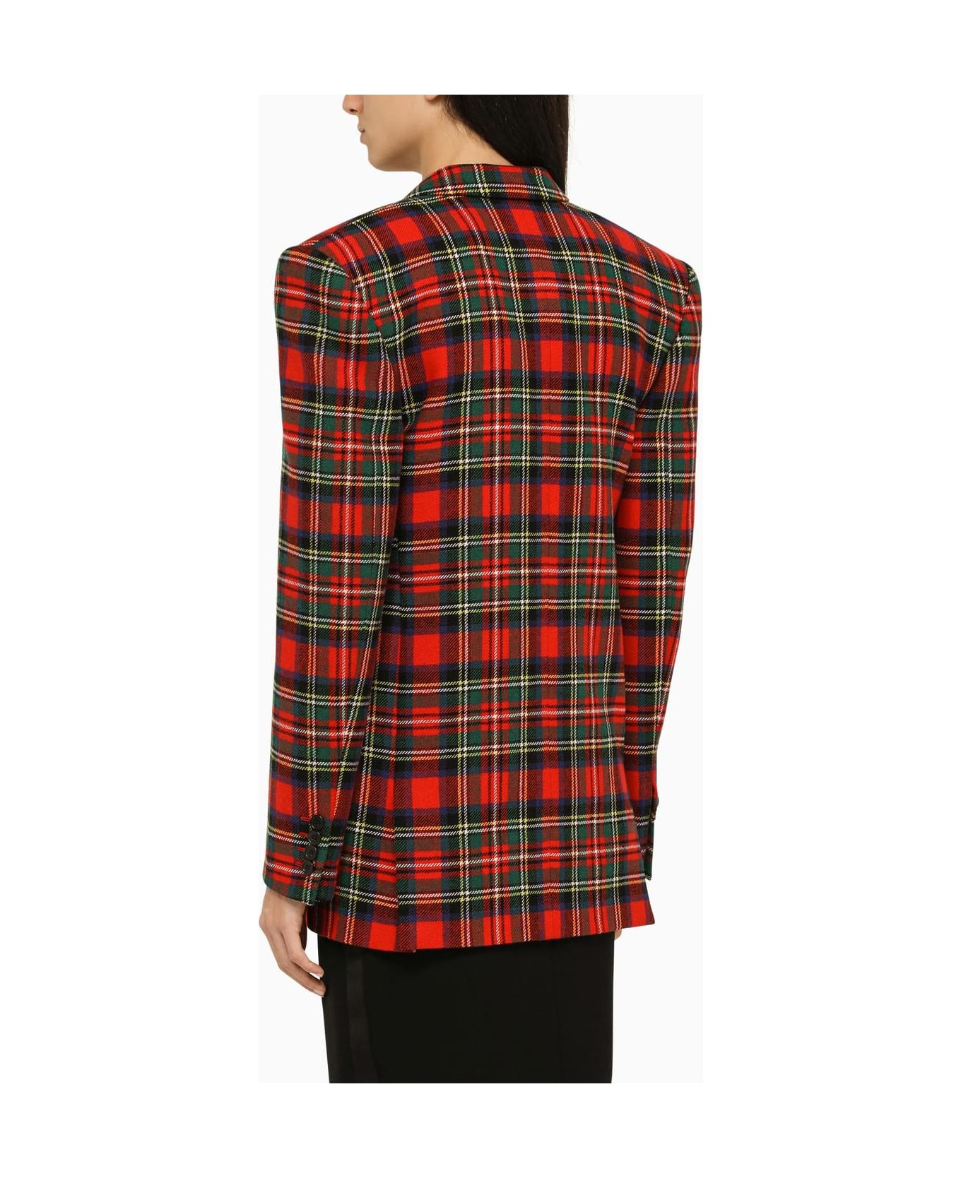 Saint Laurent Red Tartan Double-breasted Wool Jacket ブレザー
