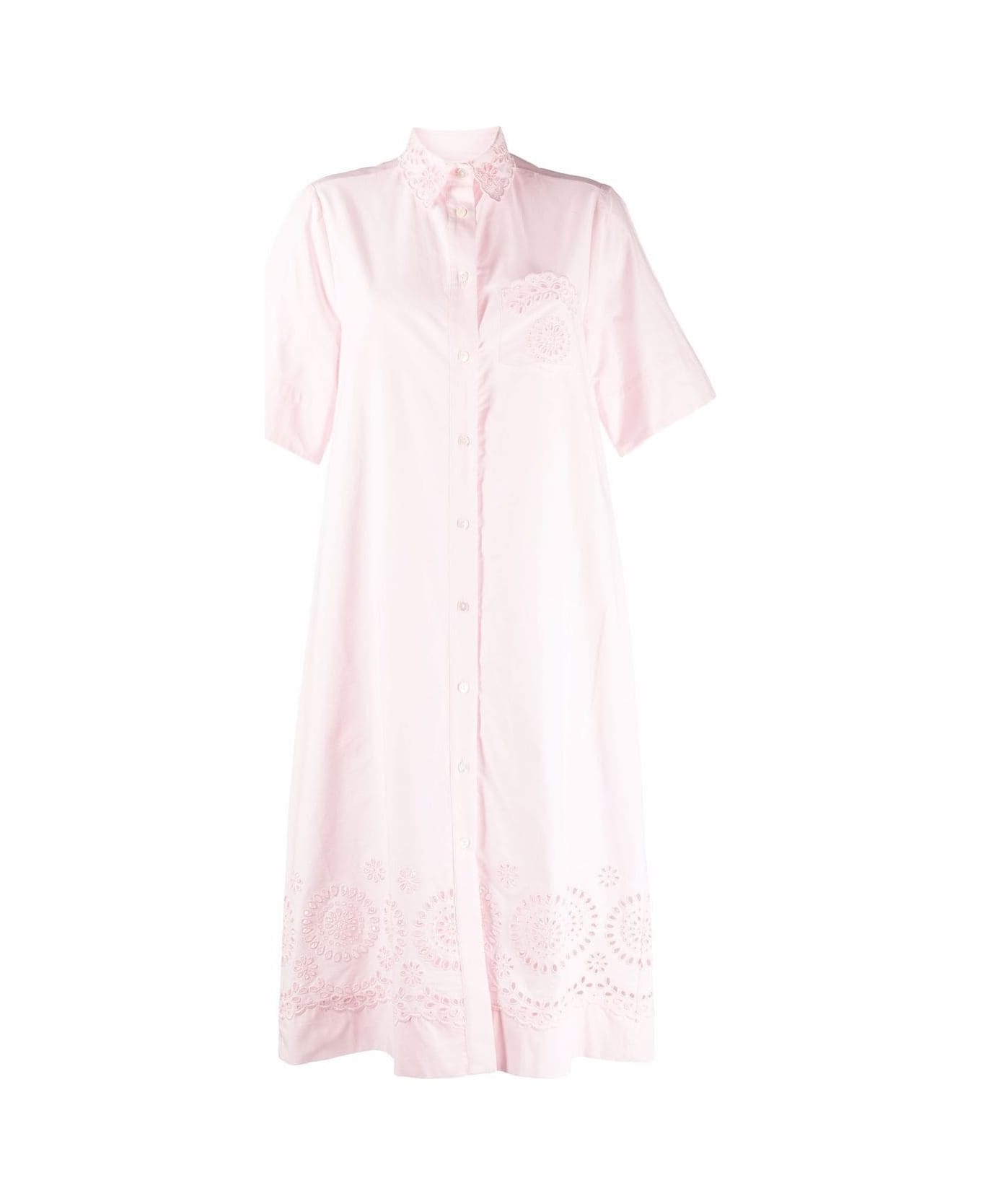 Parosh Pink Camelia Midi Shirt Dress - Fior di pesco