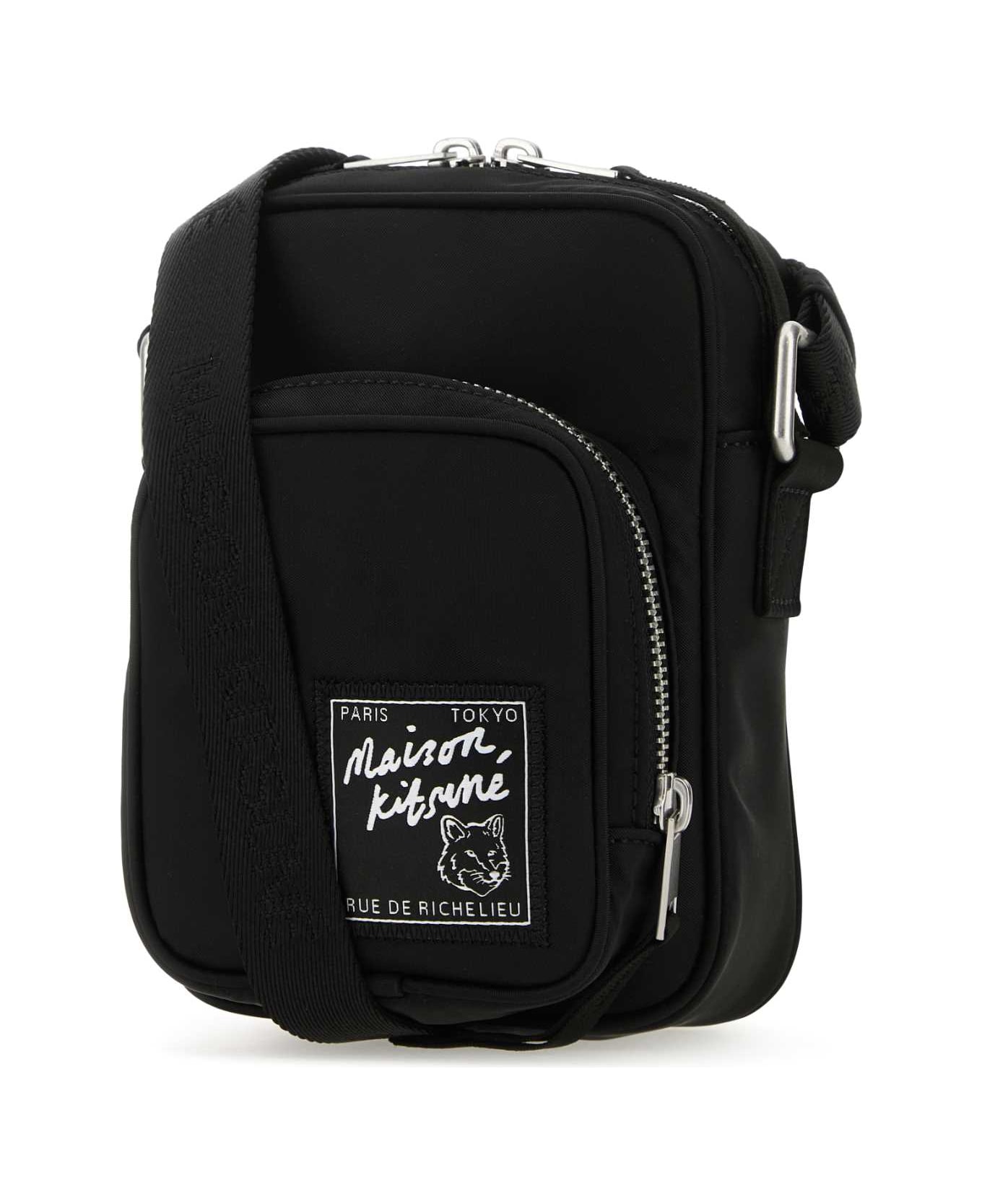 Maison Kitsuné Black Nylon Crossbody Bag - BLACK ショルダーバッグ
