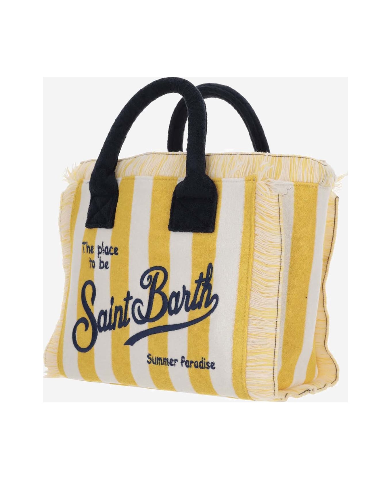 MC2 Saint Barth Colette Tote Bag With Striped Pattern And Logo - Yellow トートバッグ