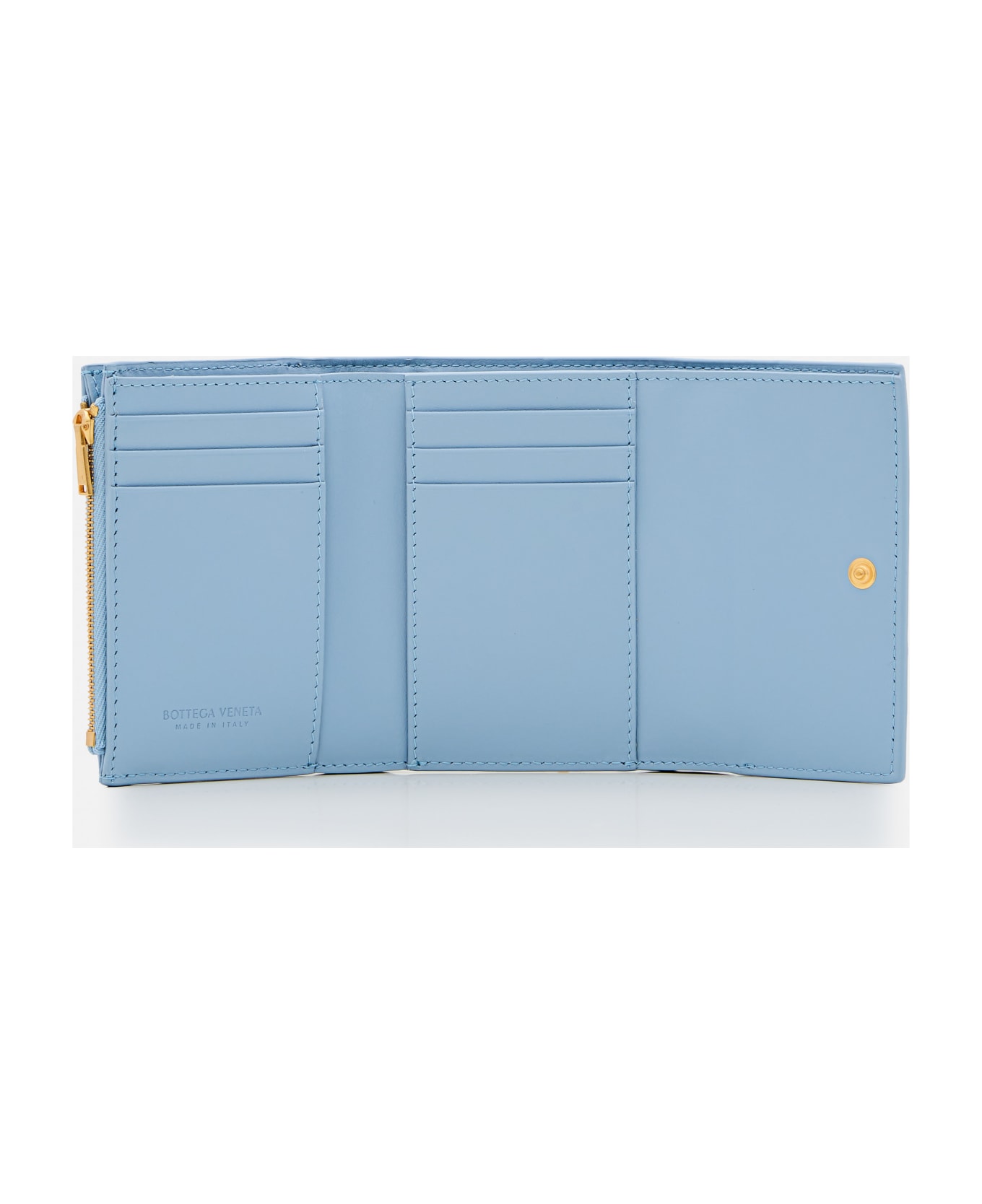 Bottega Veneta Tri-fold Leather Wallet - Clear Blue