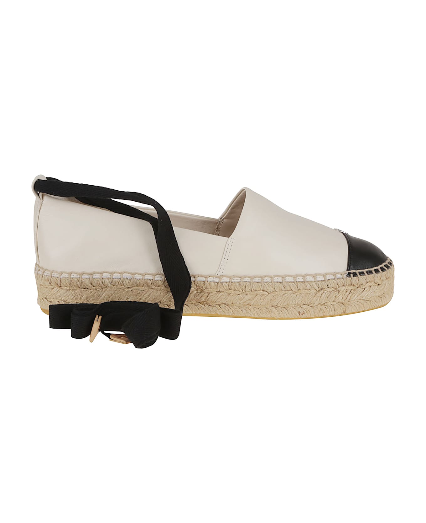 Tory Burch Cap-toe Espadrille - Light Cream Perfect Black