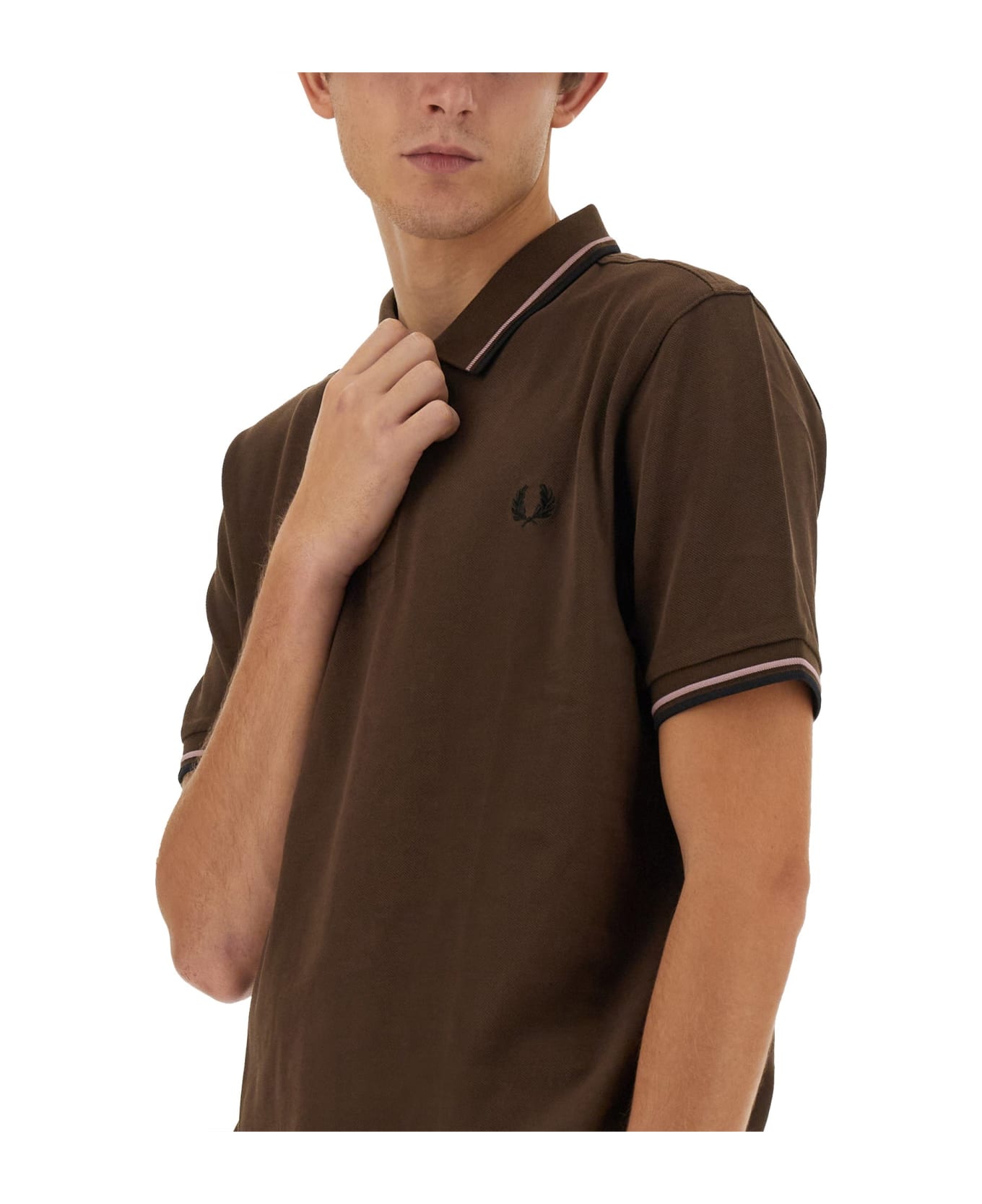 Fred Perry Polo With Logo - BROWN