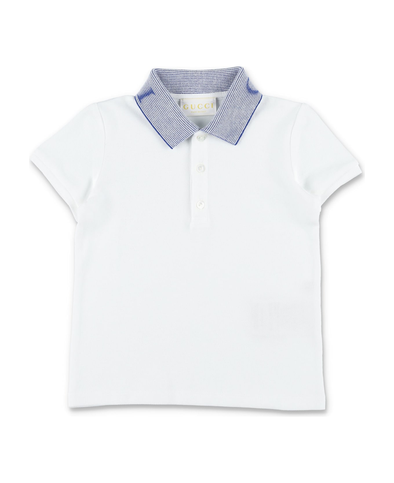 Gucci Baby Cotton Polo Shirt - OPTICAL WHITE/BLUE