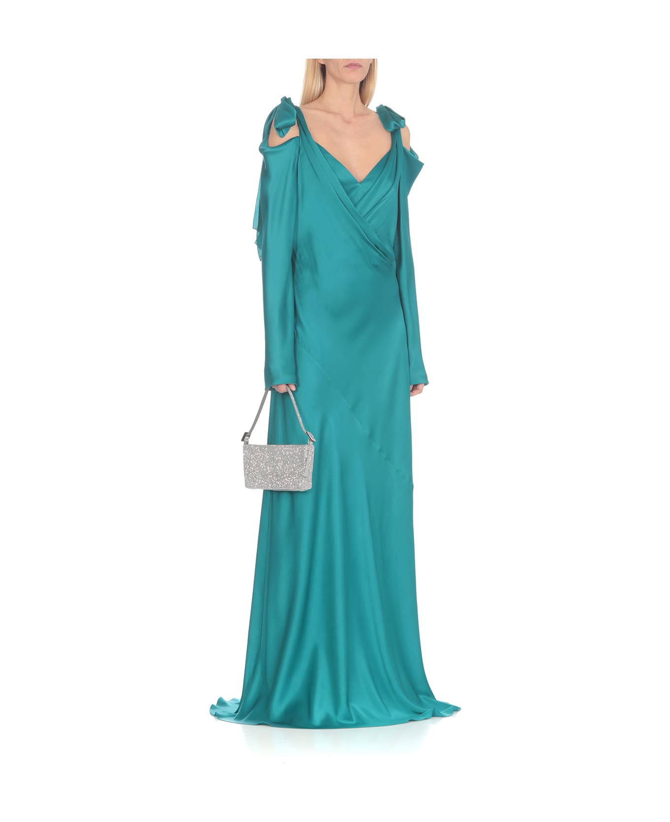 Alberta Ferretti Silk Blend Long Dress - Green