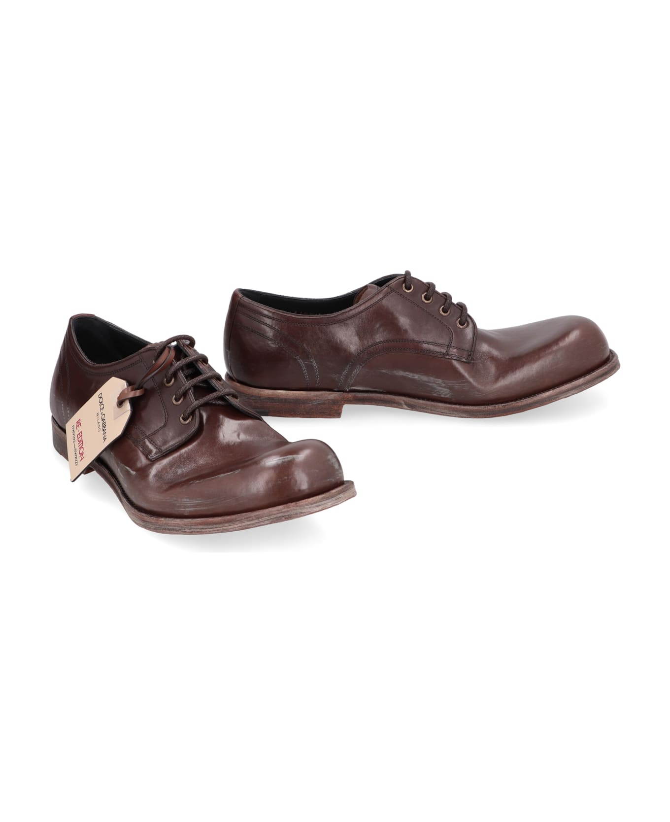 Dolce & Gabbana Leather Lace-up Derby Shoes - Saddle Brown