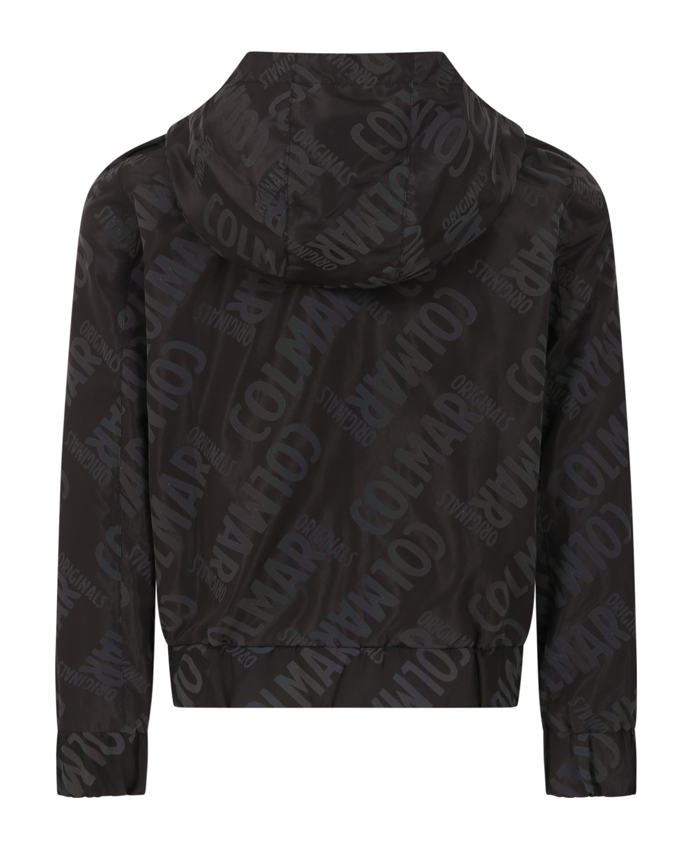 Colmar Black Jacket For Boy With Logo All-over - Black