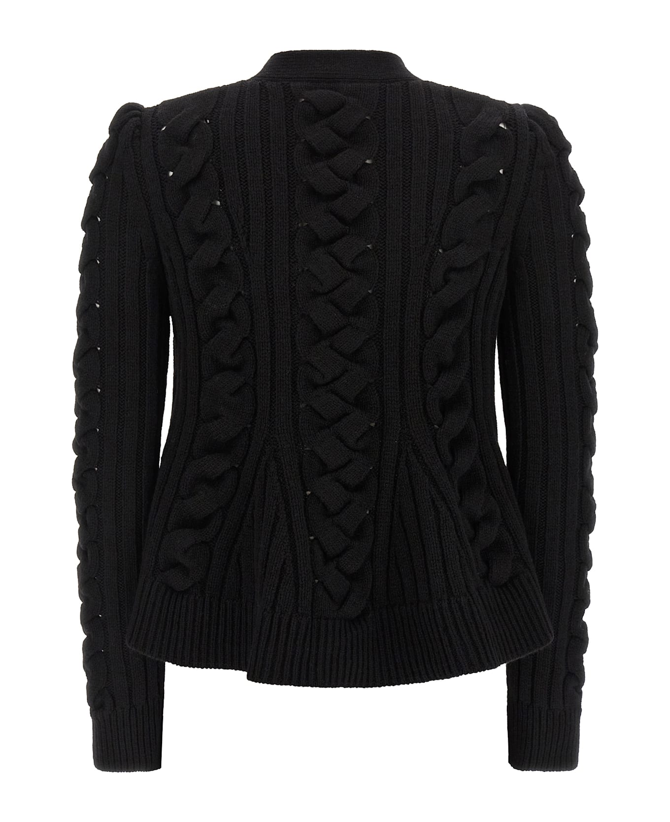 Alexander McQueen Braided Wool Cardigan - Black  