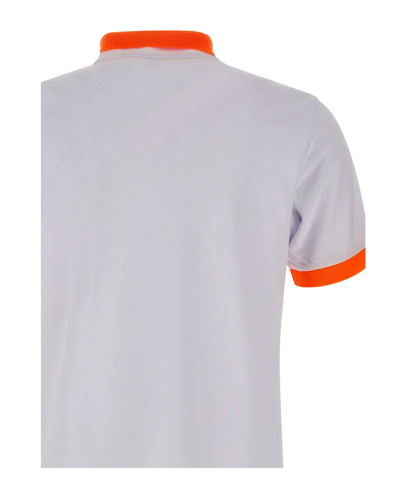 Sun 68 "big Stripe" Cotton Polo Shirt - WHITE