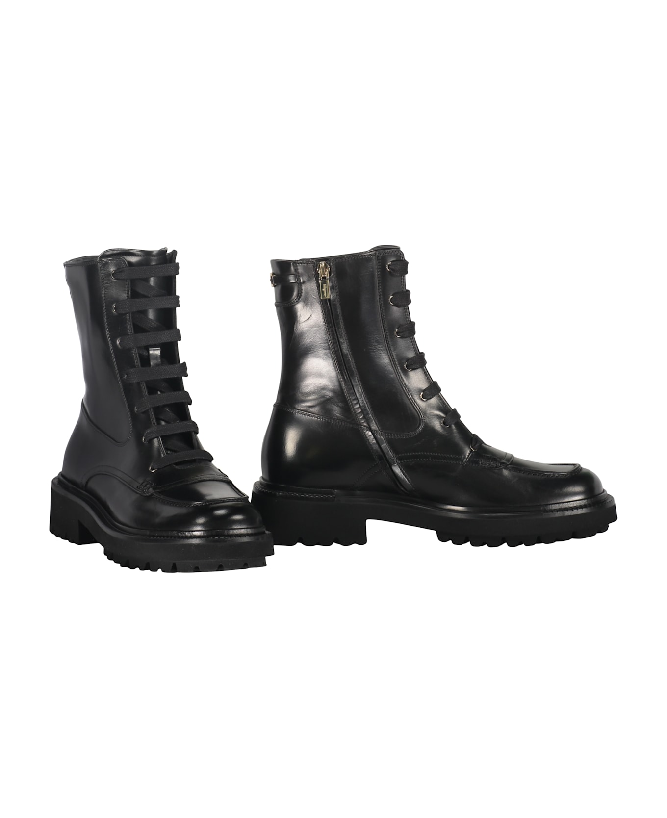 Ferragamo Leather Ankle Boots - black