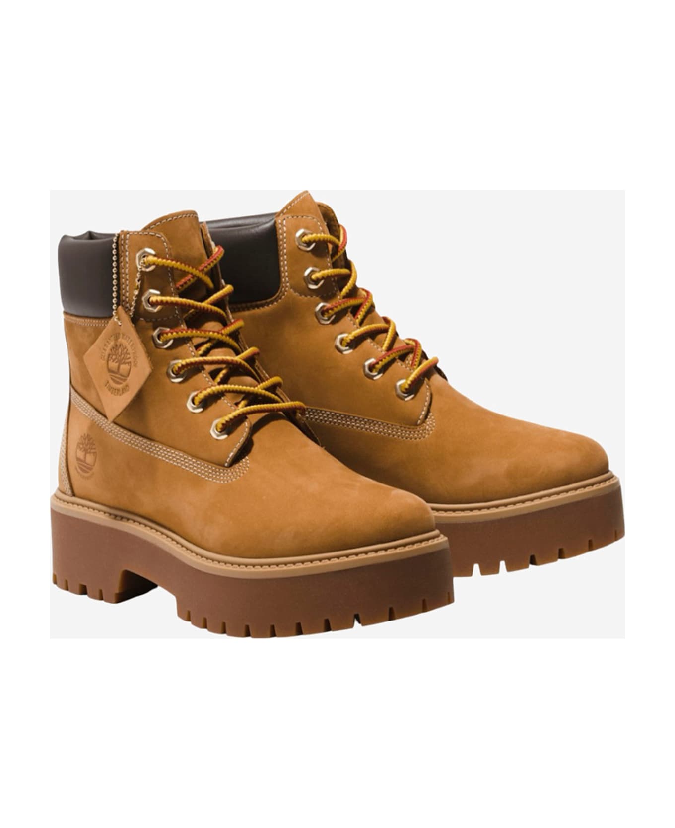 Timberland Stone Street Leather Platform Ankle Boots - Wheat