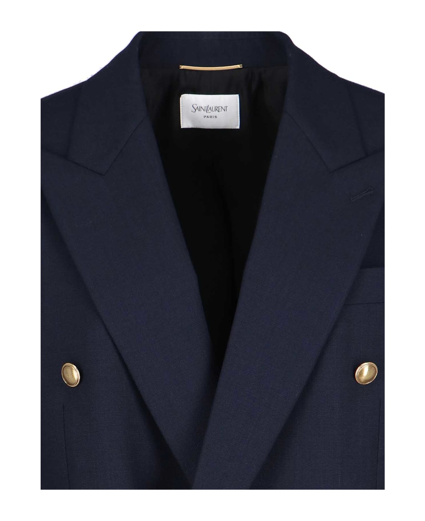 Saint Laurent Double-breasted Wool Blazer - MARINE