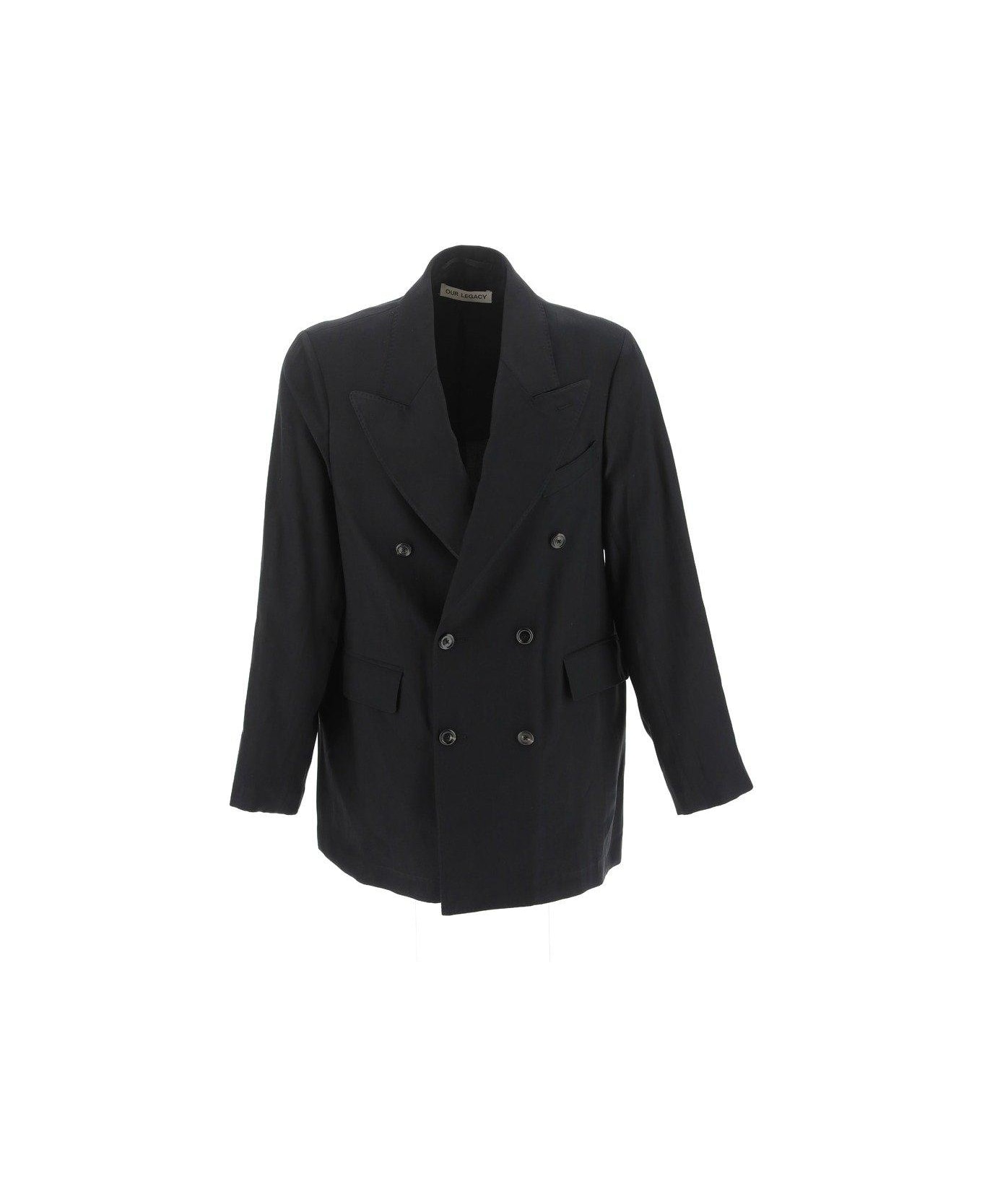 Our Legacy Long-sleeved Double-breasted Blazer - Black