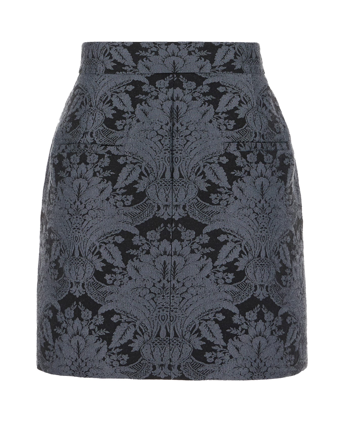 Max Mara Embroidered Wool Blend Mini Skirt - ACQUA NERO