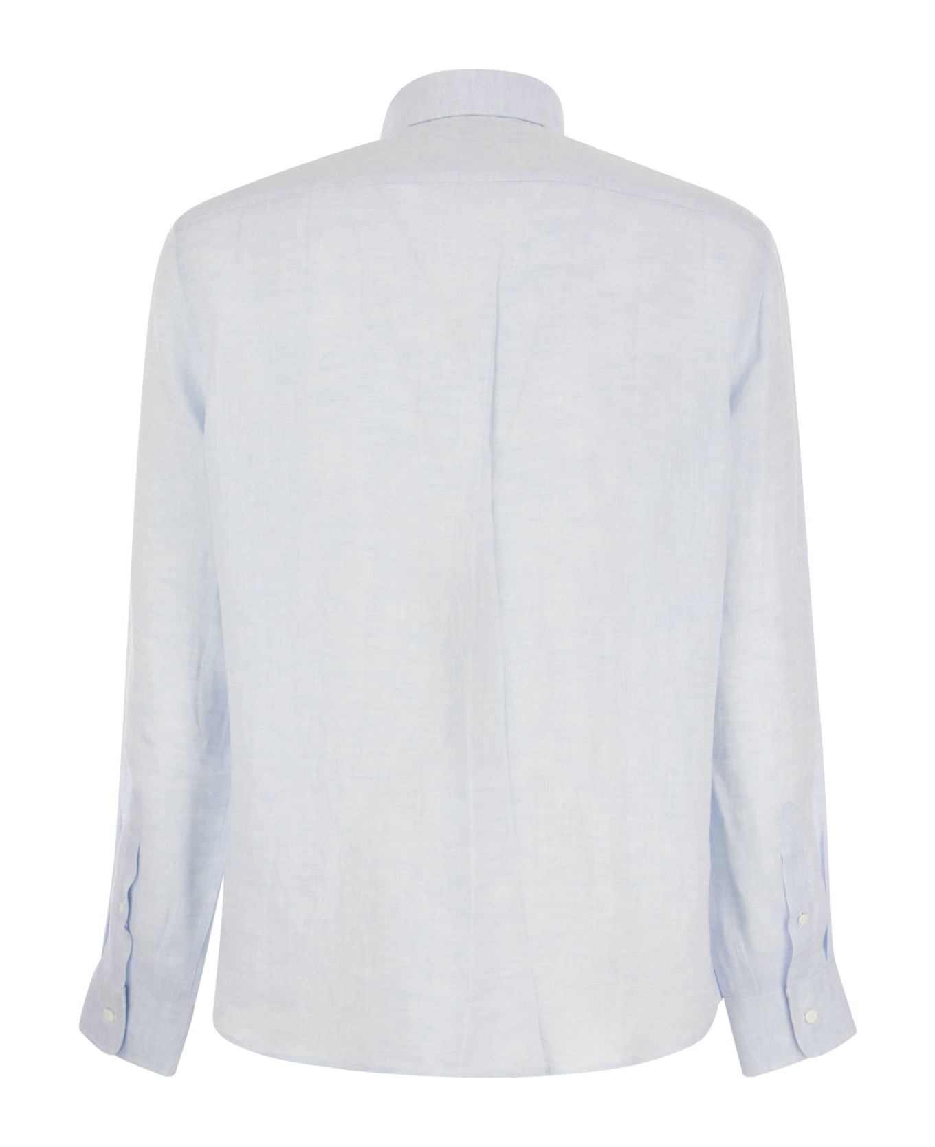 Brunello Cucinelli Slim Fit Linen Shirt With French Collar - Light Blue