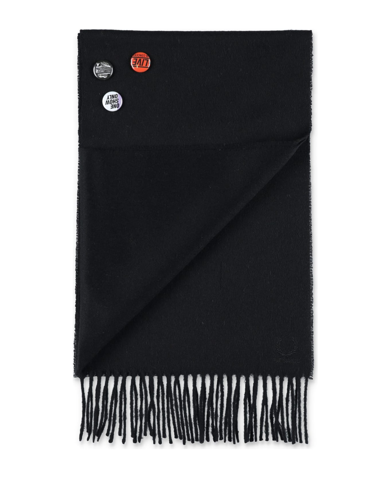 Fred Perry by Raf Simons Flannel Patch Scarf - BLACK