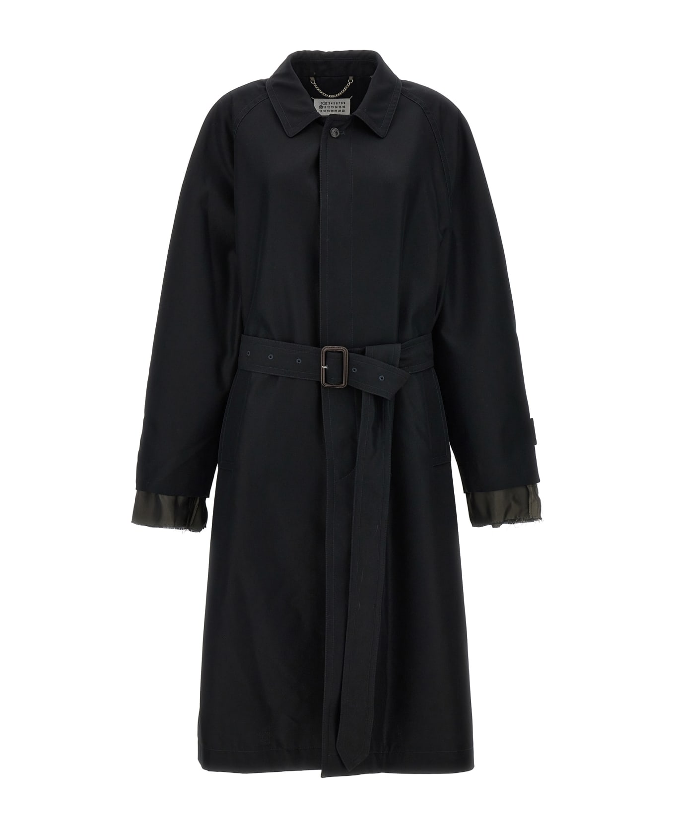 Maison Margiela Long Single-breasted Trench Coat - Black