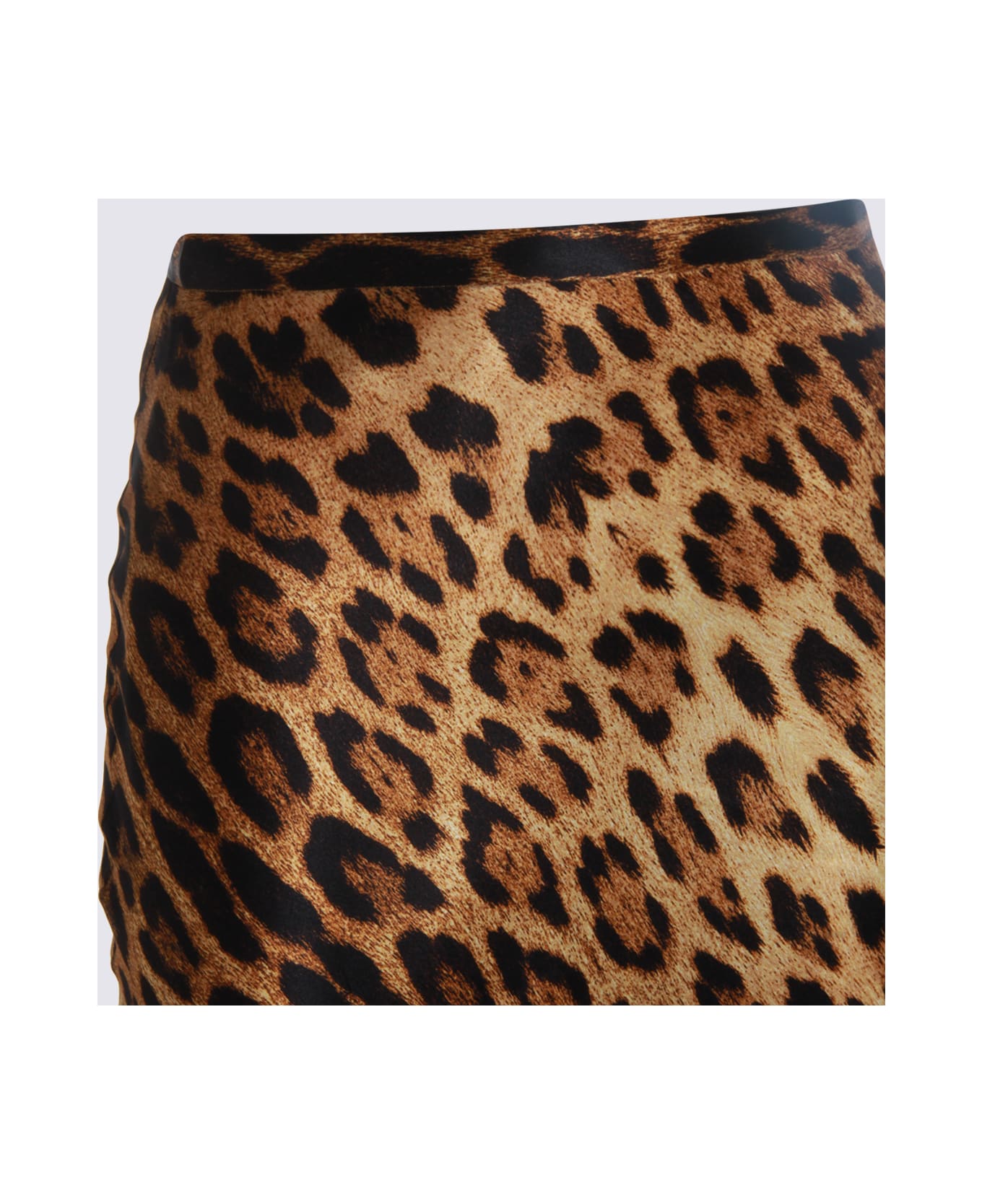 Roberto Cavalli Leopard Silk Skirt - Natural