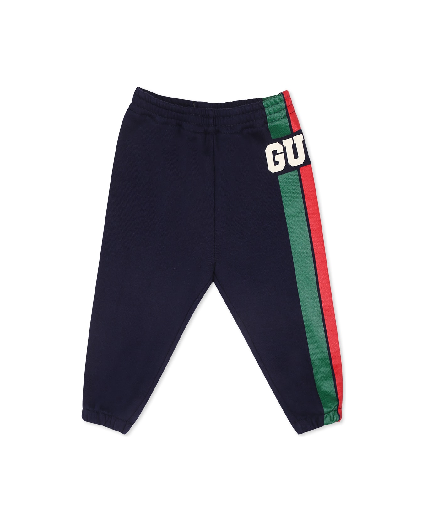 Gucci Blue Trousers For Baby Boy With Logo - Blue