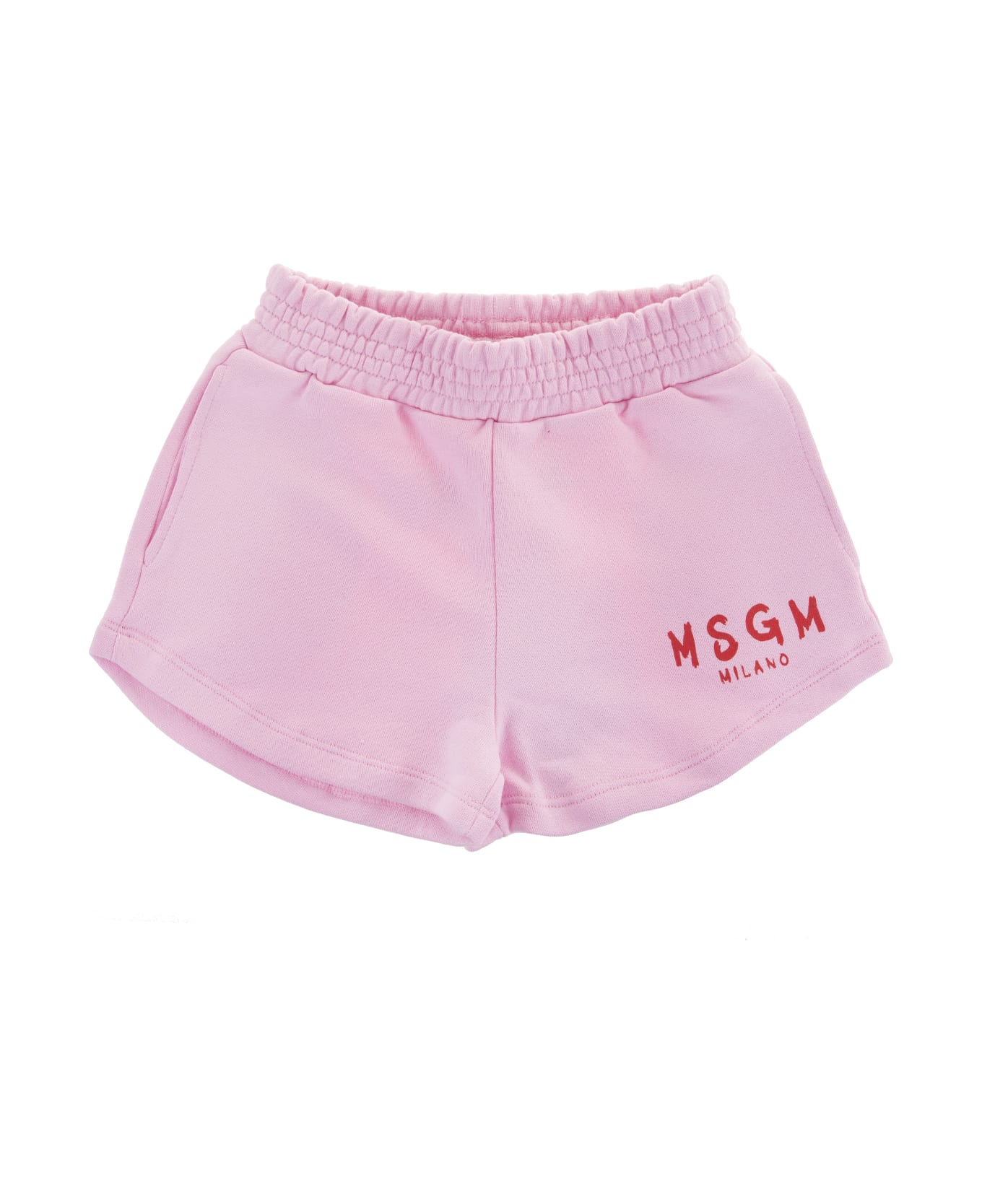 MSGM Sports Cut Shorts In Pink - Rosa