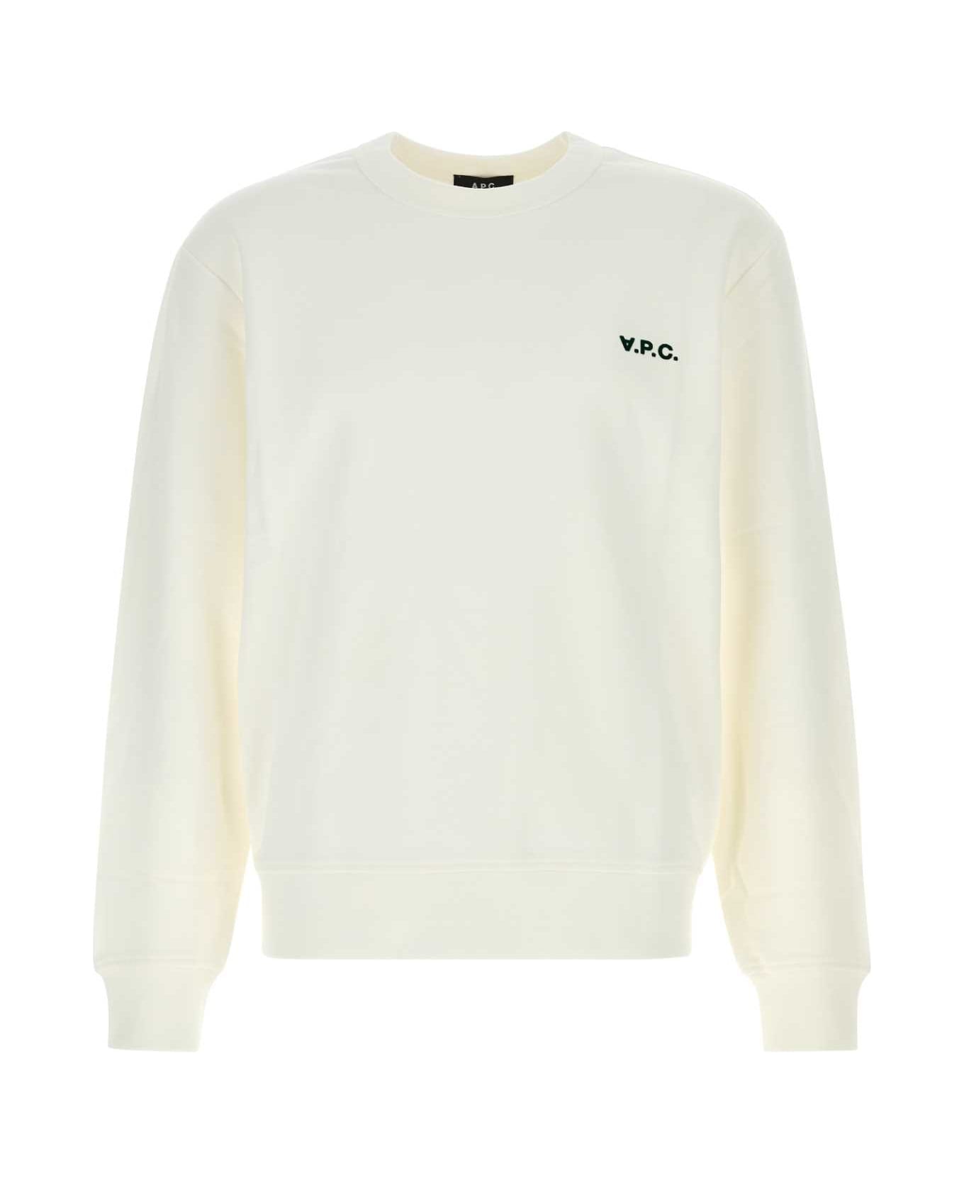 A.P.C. White Cotton T-shirt - BLANCVERT