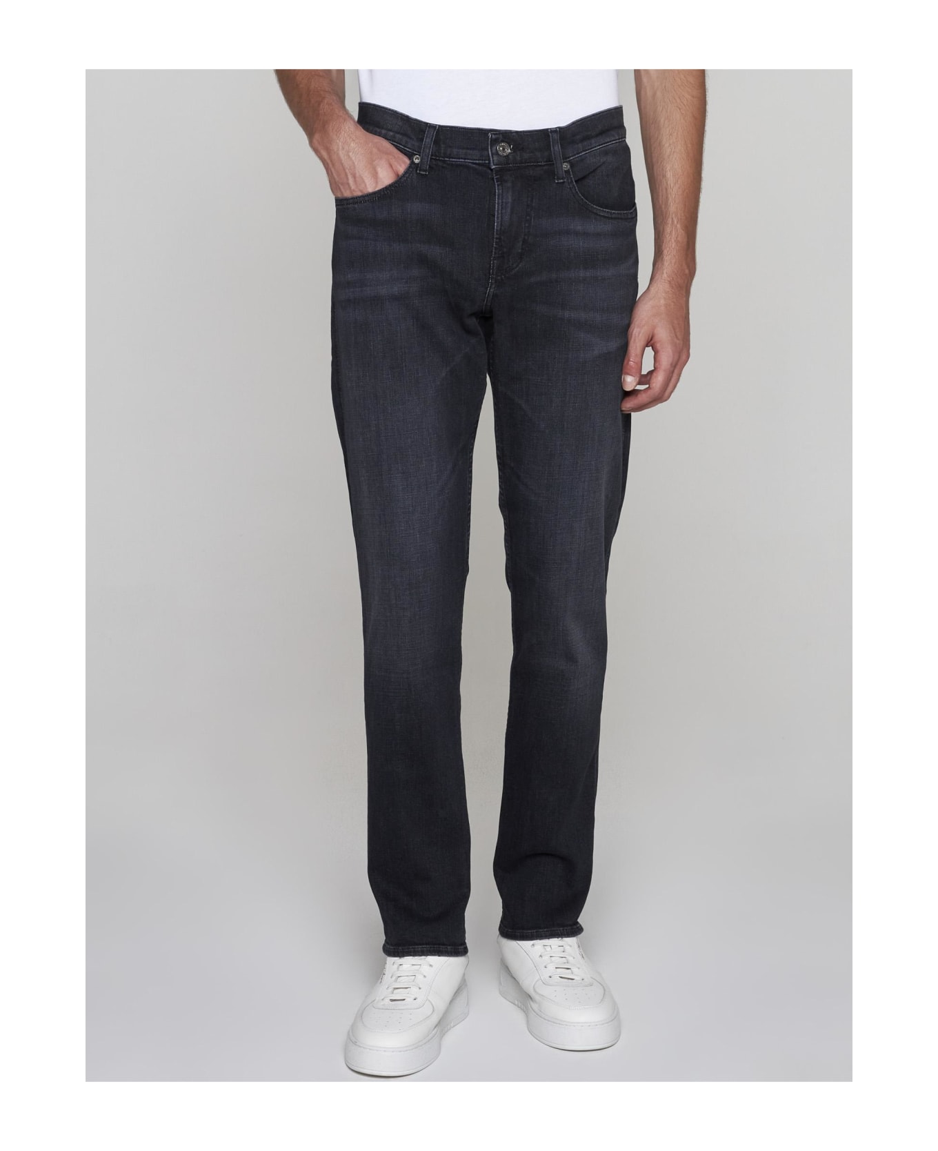 7 For All Mankind Slimmy Tapered Stretch Tek Idealist Jeans - BLACK デニム