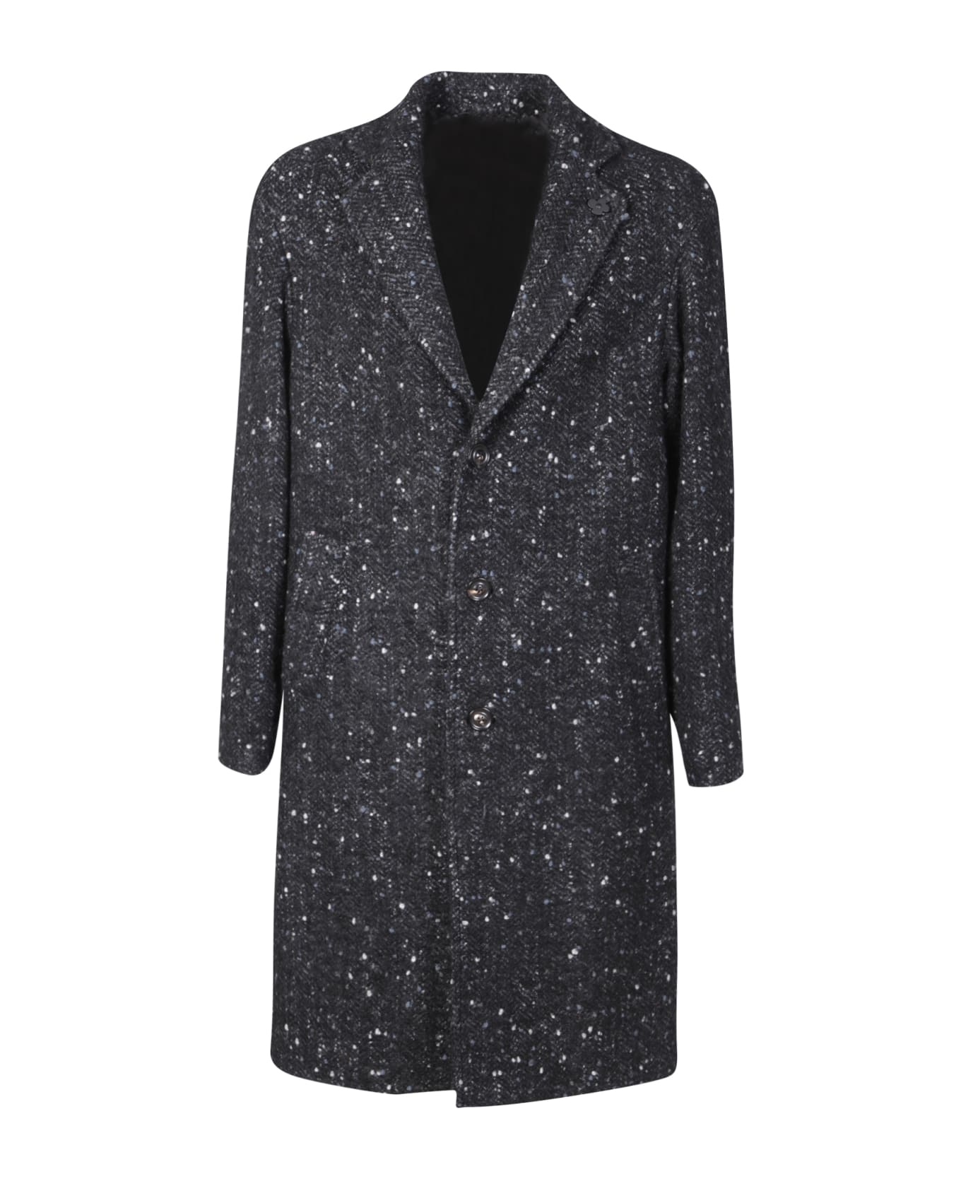 Lardini Single-breasted Speckled Tweed Coat - Black コート