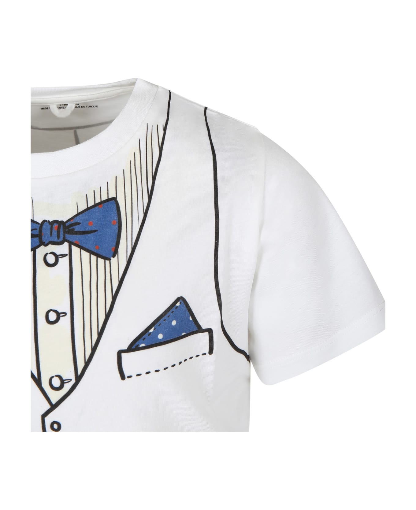 Stella McCartney Kids Ivory T-shirt For Boy With Bow Tie Print - Ivory