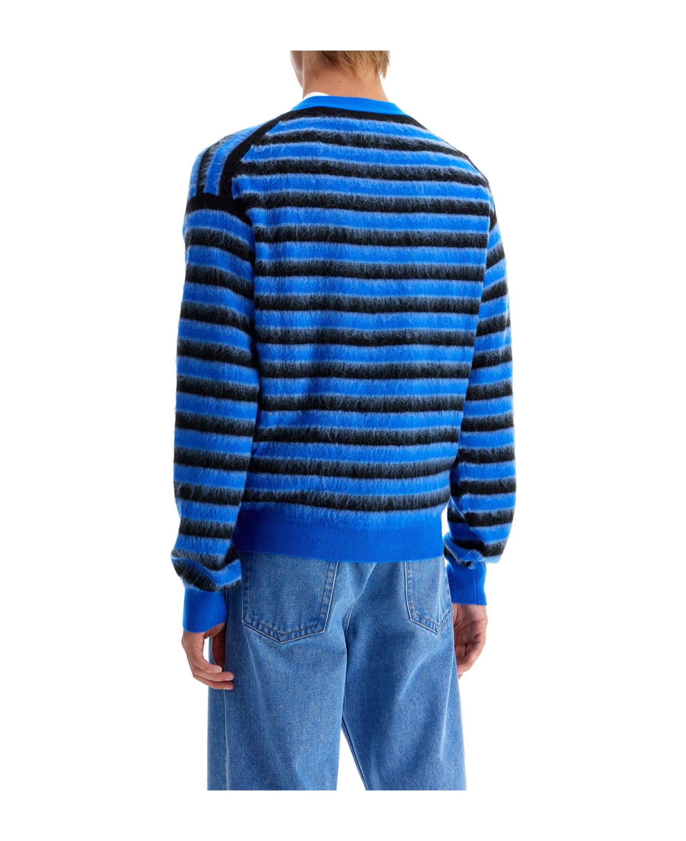 Marni Blue And Black Wool Knitwear - Mazarine Blue