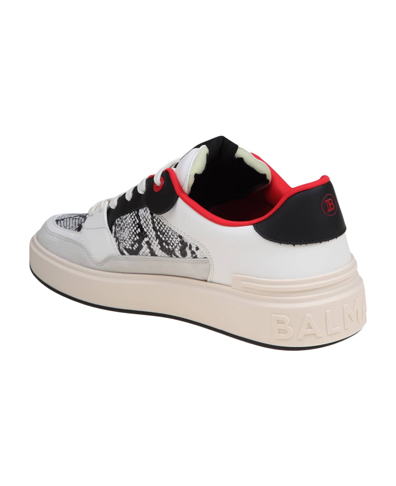 Balmain B-court Flip Sneakers - Grey/Red