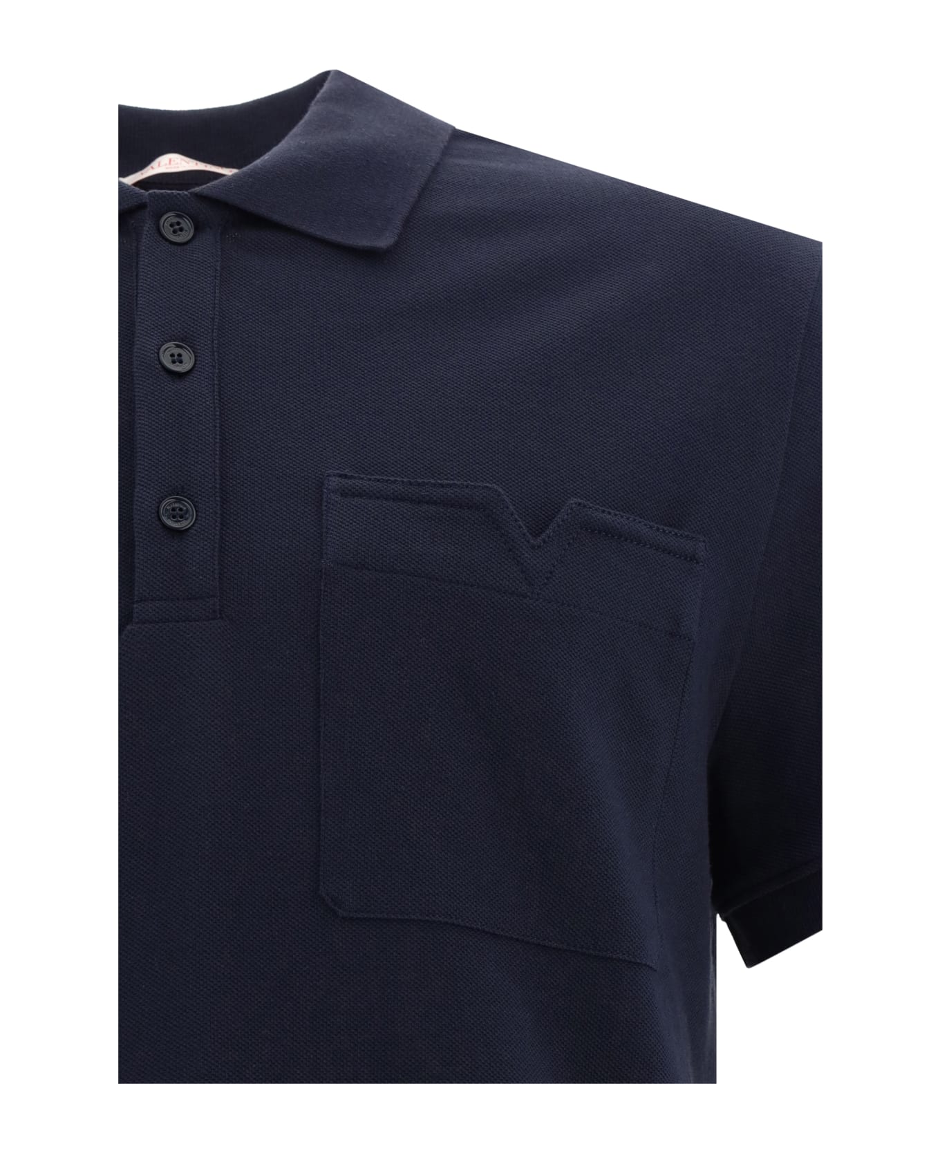Valentino Button Detailed Short-sleeved Polo Shirt - Navy シャツ