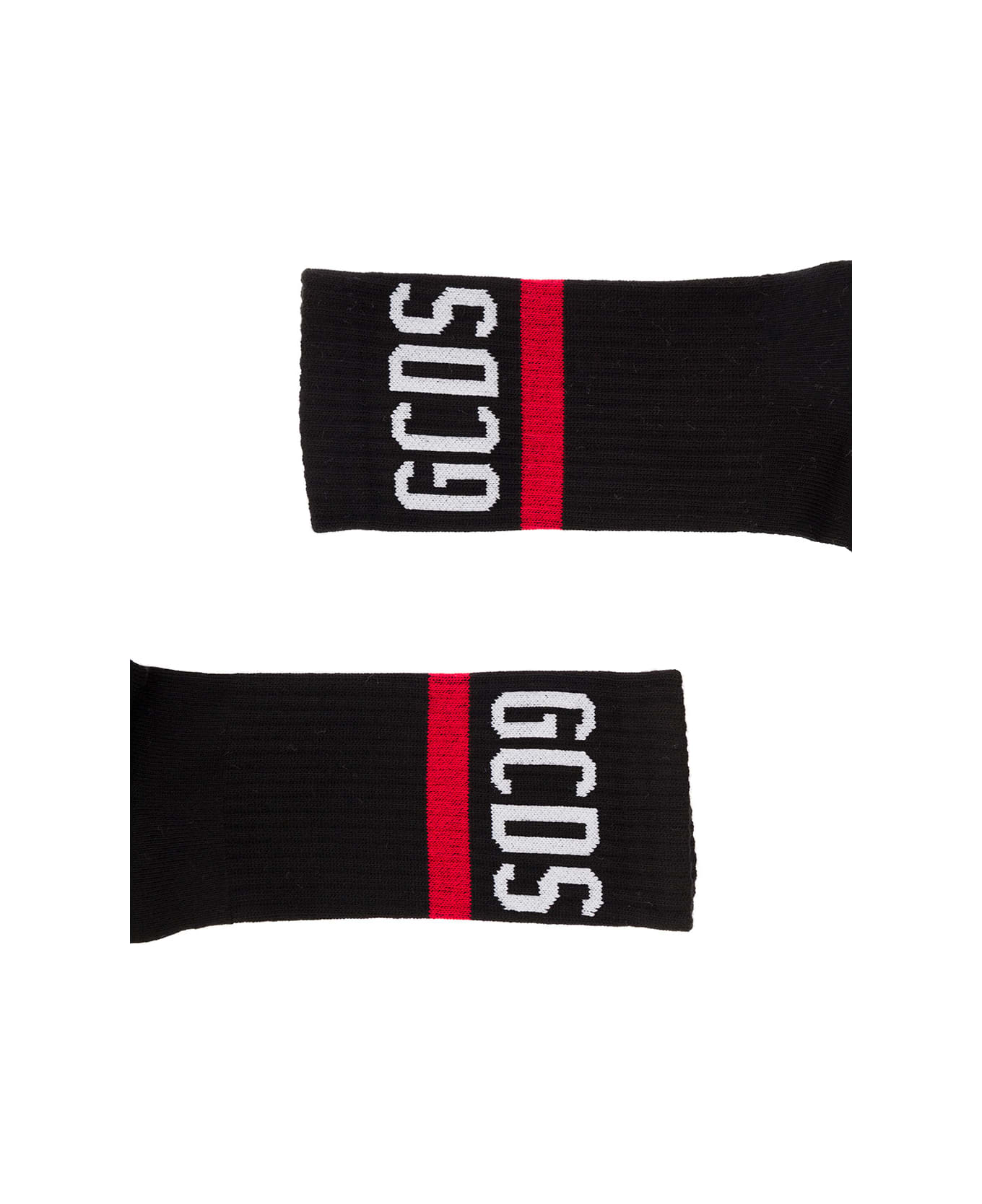 GCDS Black Socks In Terry Cloth With Logo And Contrasting Photo Gcds Woman - Black