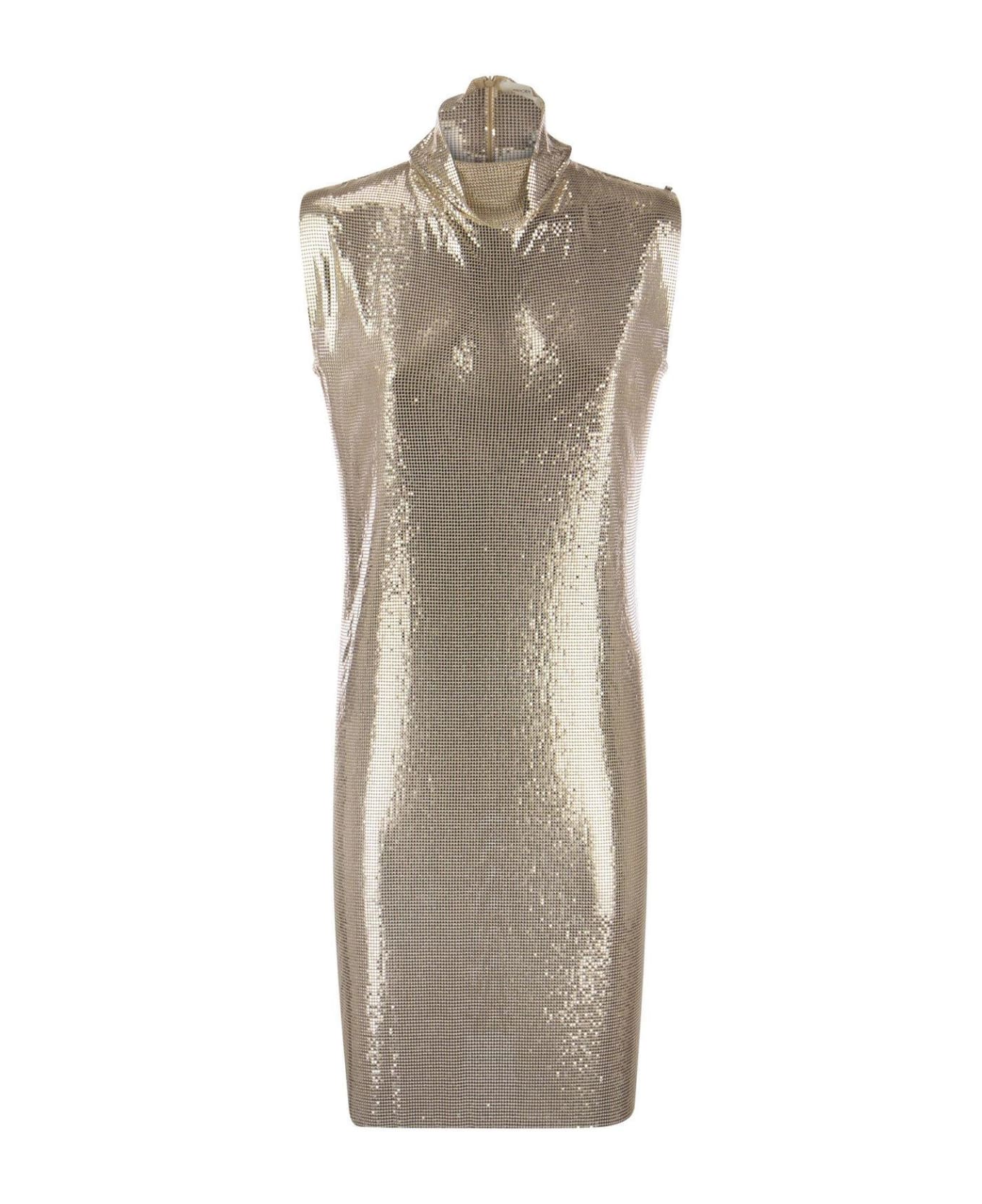 SportMax Mantide Metallic Effect Dress - Golden