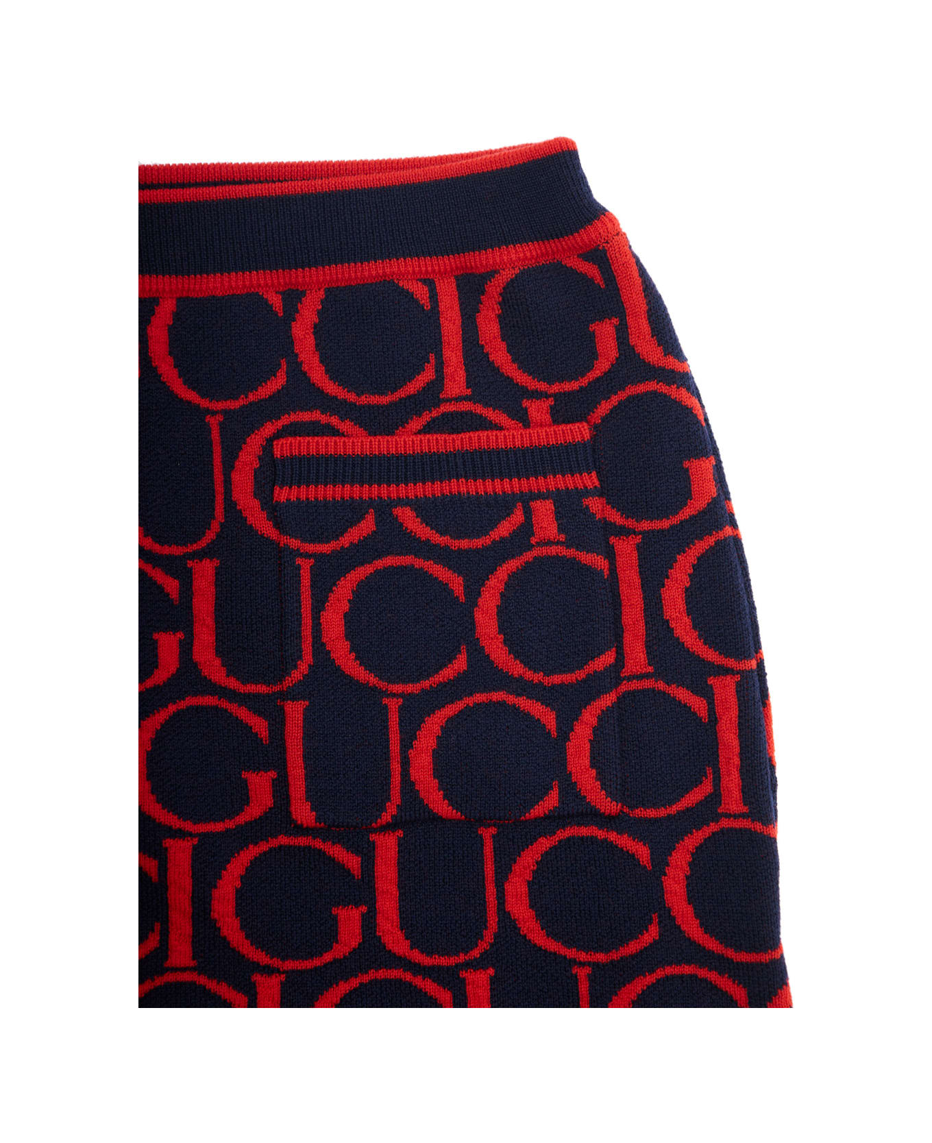 Gucci Multicolor Skirt With All-over Logo Print In Wool Girl - Multicolor