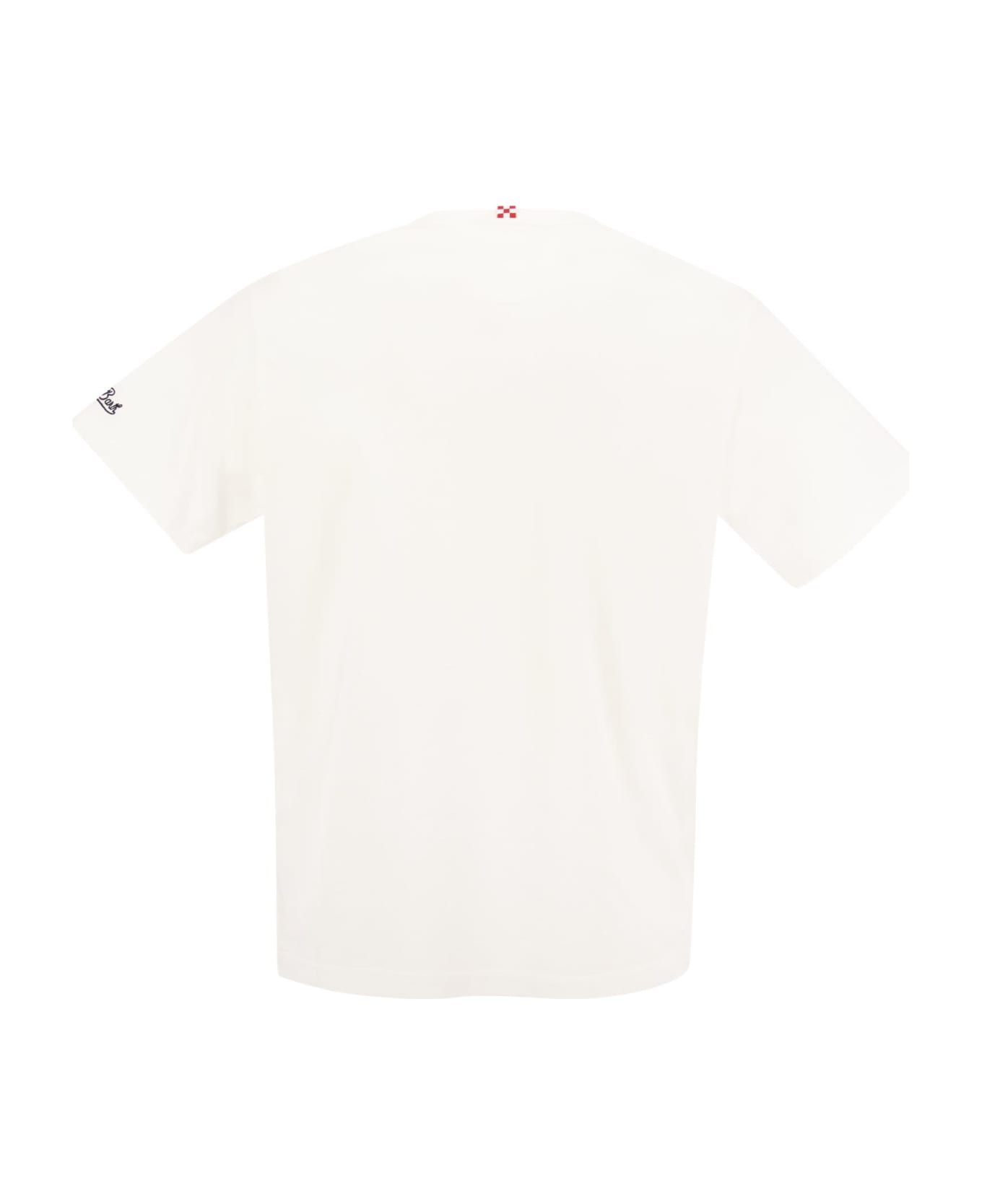MC2 Saint Barth Cotton T-shirt With Drink Bollicine Print - White