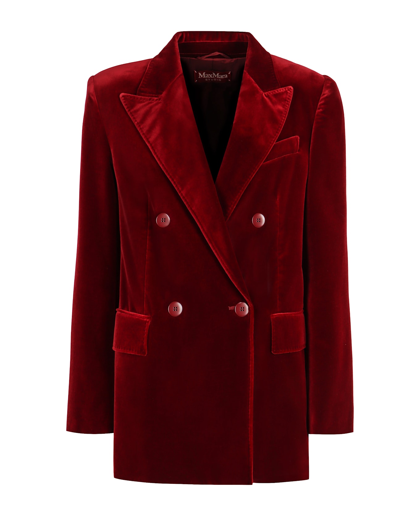 Max Mara Studio Digione Double Breasted Blazer - Burgundy