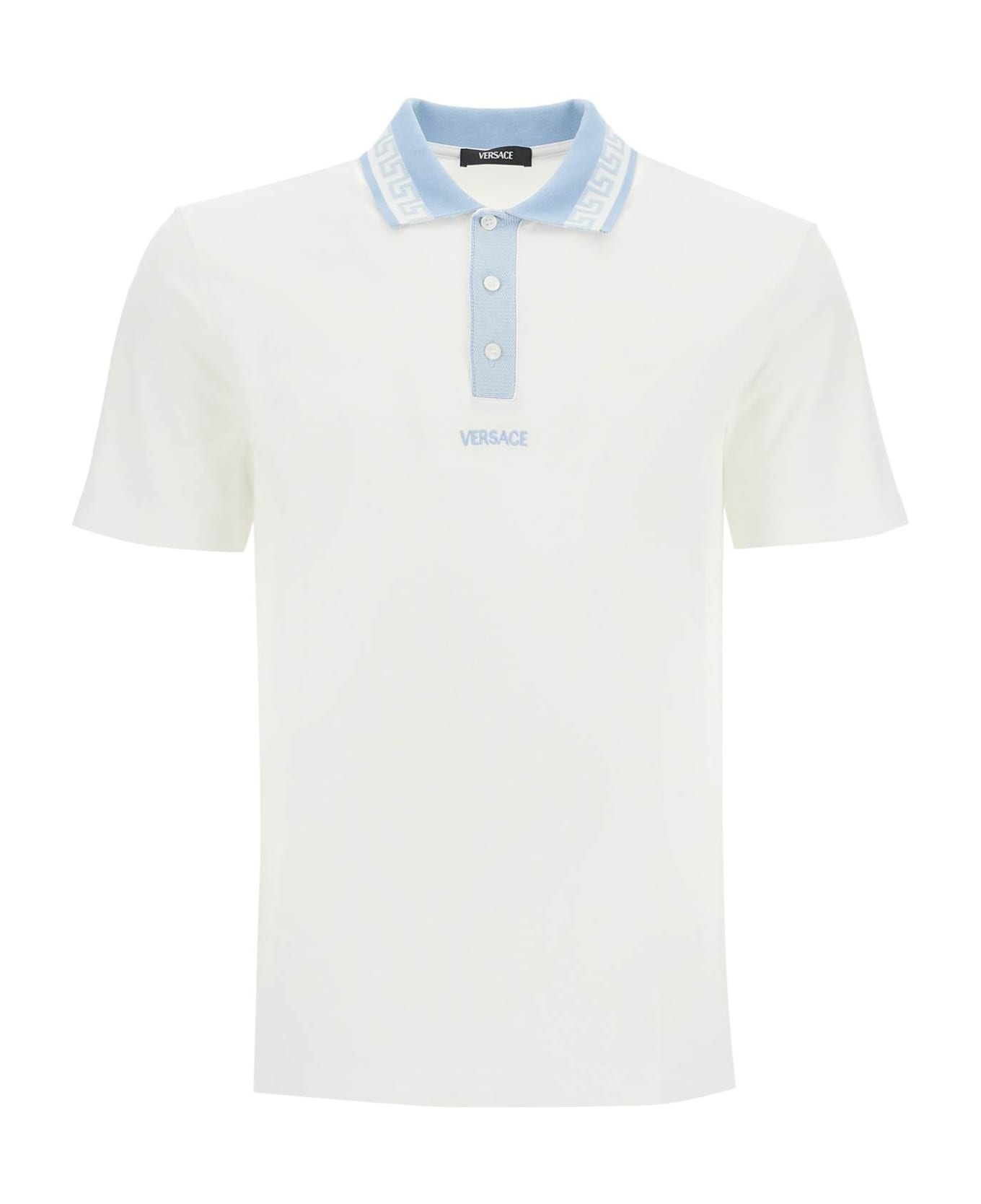 Versace Polo Piquet Fabric And Embroidery - White