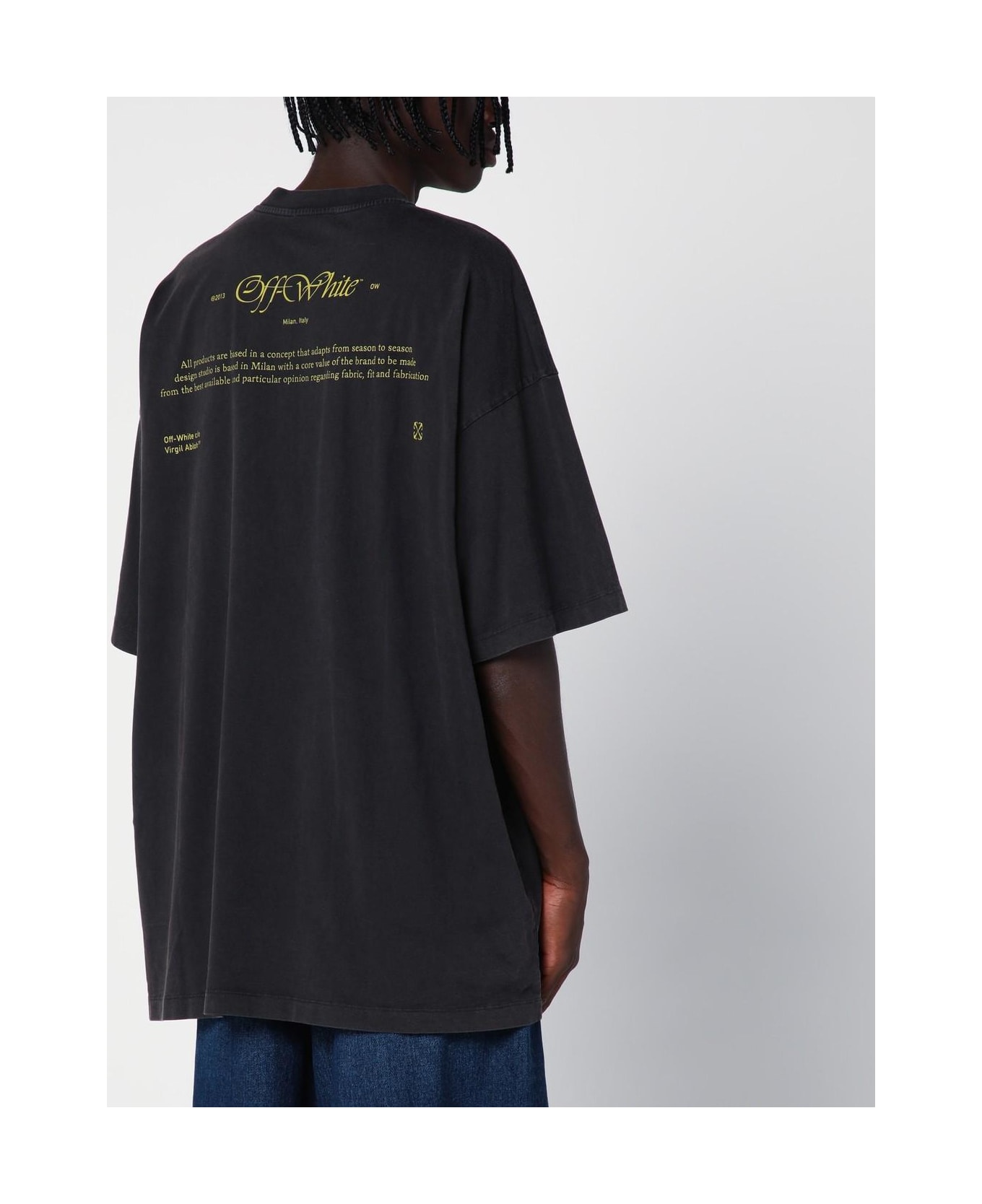 Off-White Black Cotton T-shirt With Logo Print - Black