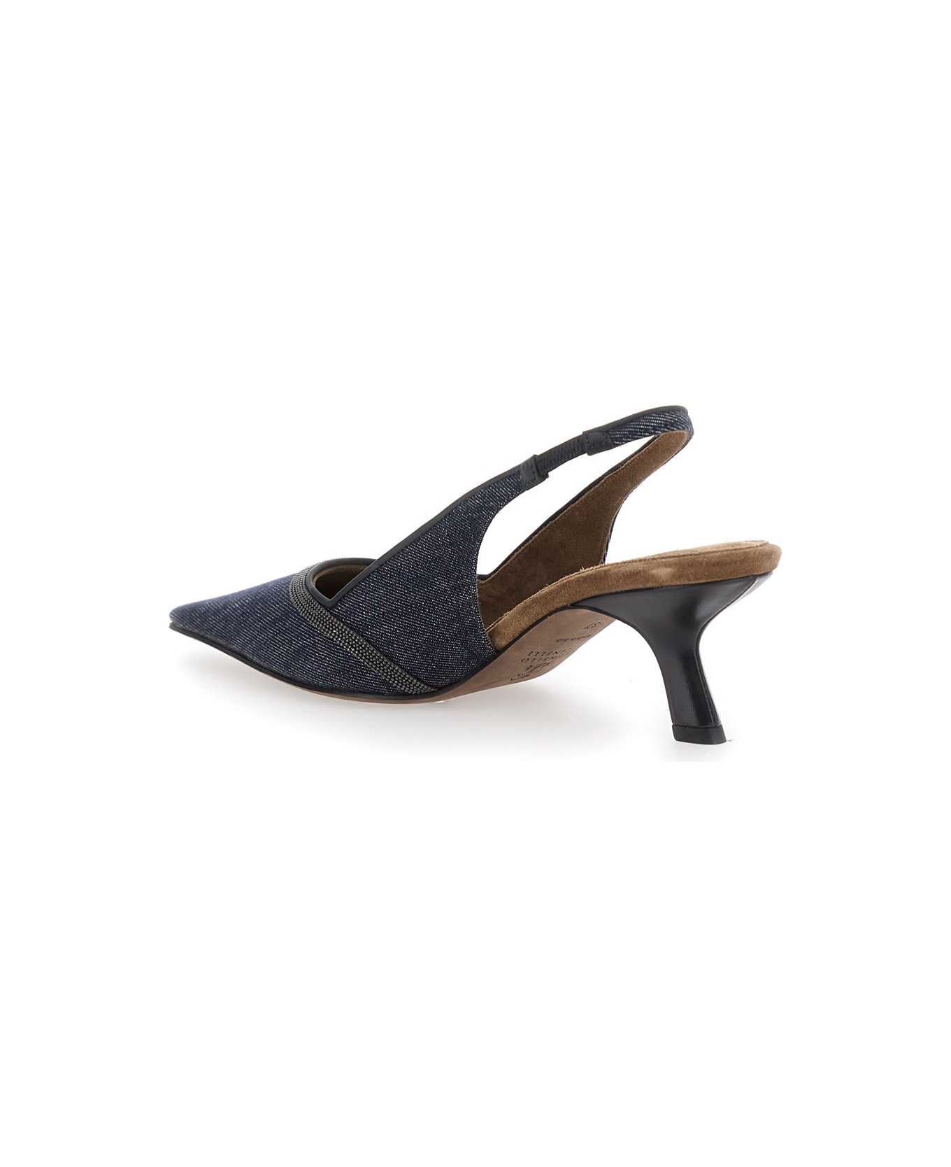 Brunello Cucinelli Blue Décolleté With Monile Details In Fabric Woman - Blu