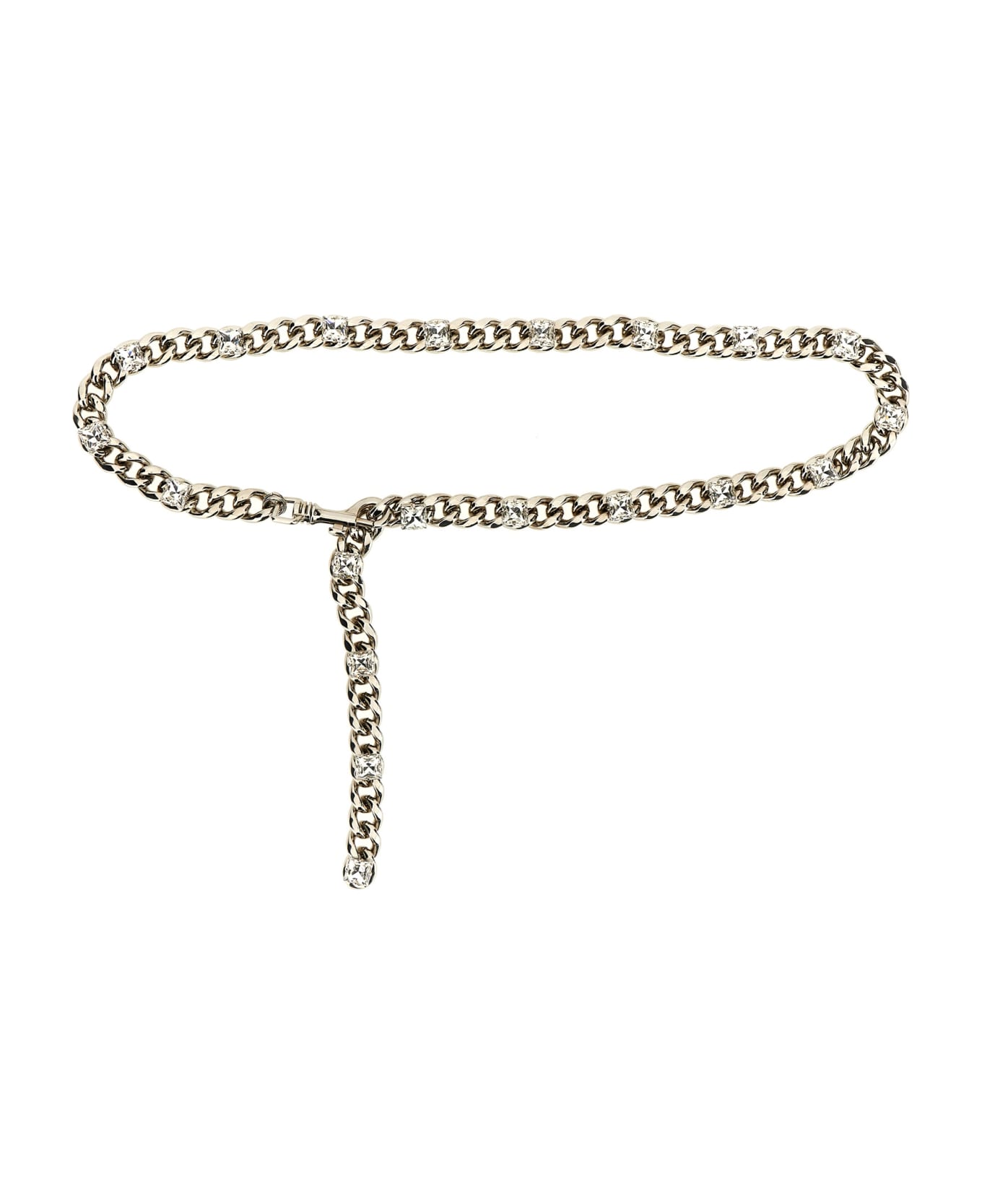 Alessandra Rich Chain Belt With Rhinestones - Silver