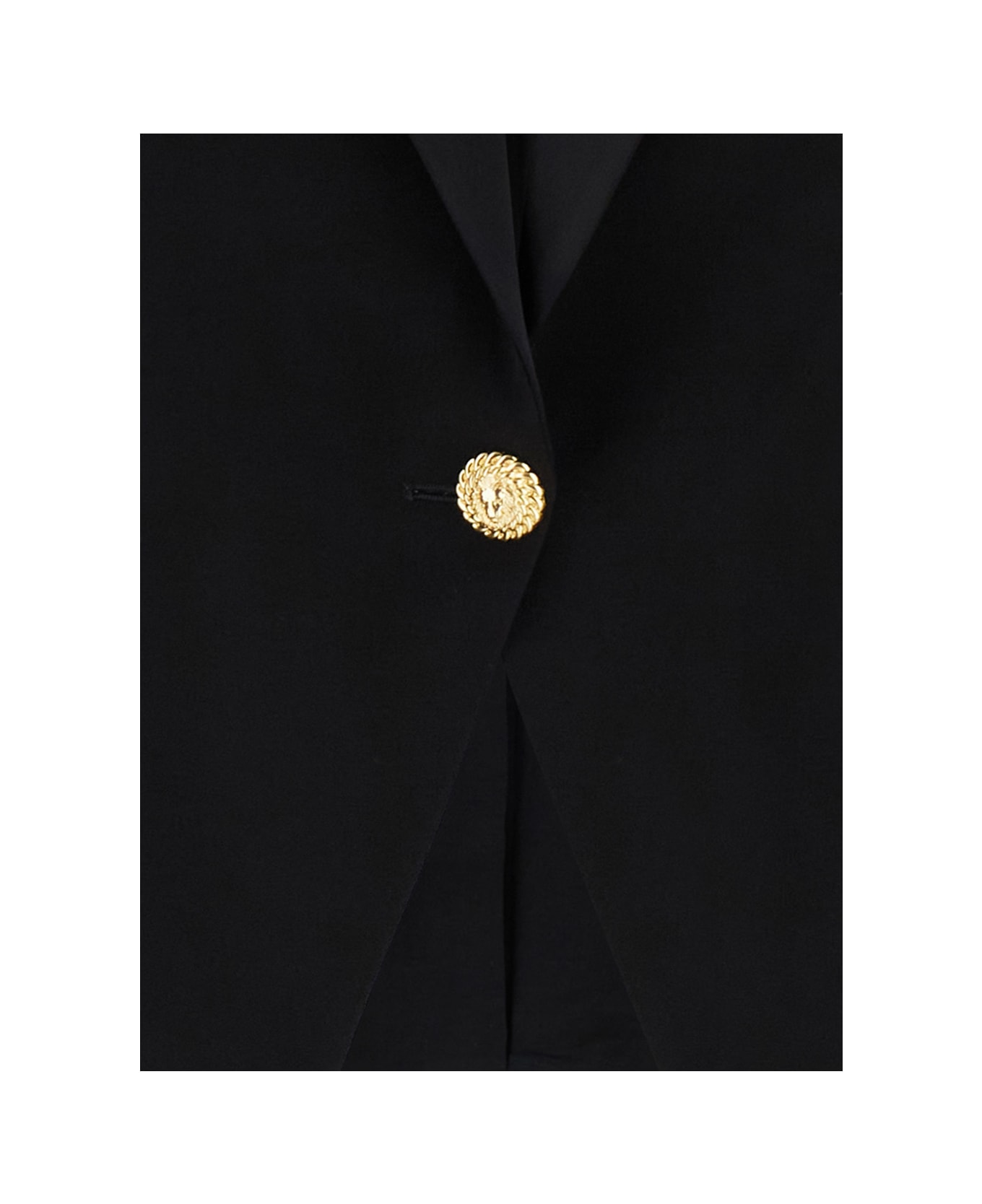 Balmain Black Single-breasted Blazer With One Button In Crepe Woman - Black