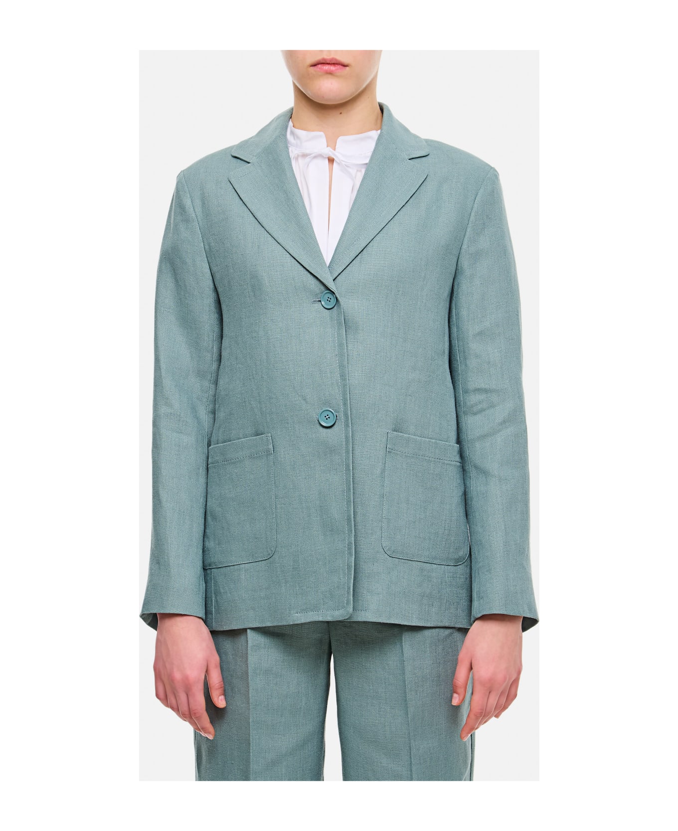 'S Max Mara Socrates Linen Jacket - Clear Blue パジャマ