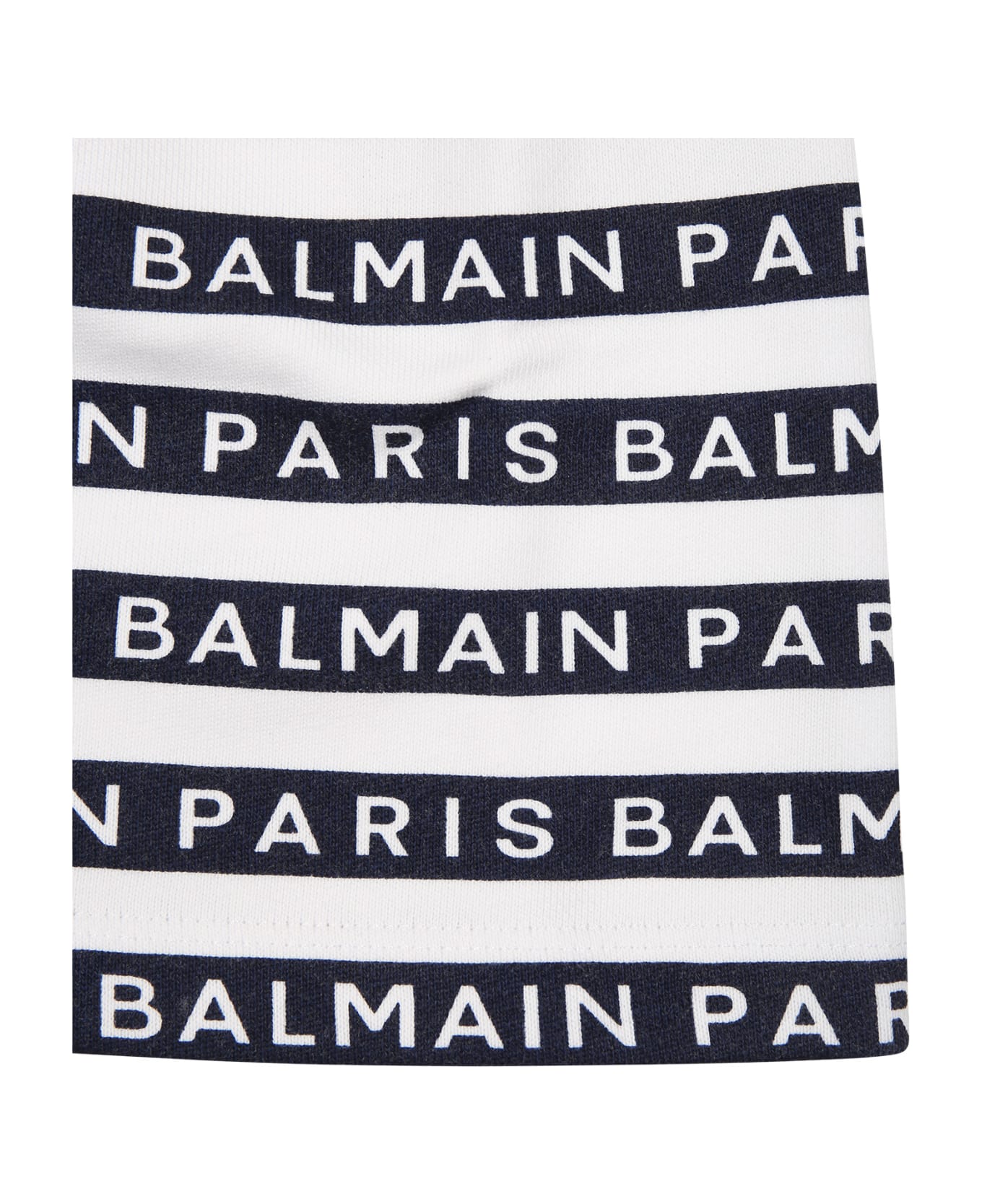 Balmain White Skirt For Baby Girl With Blue Stripes And Logo - White ボトムス